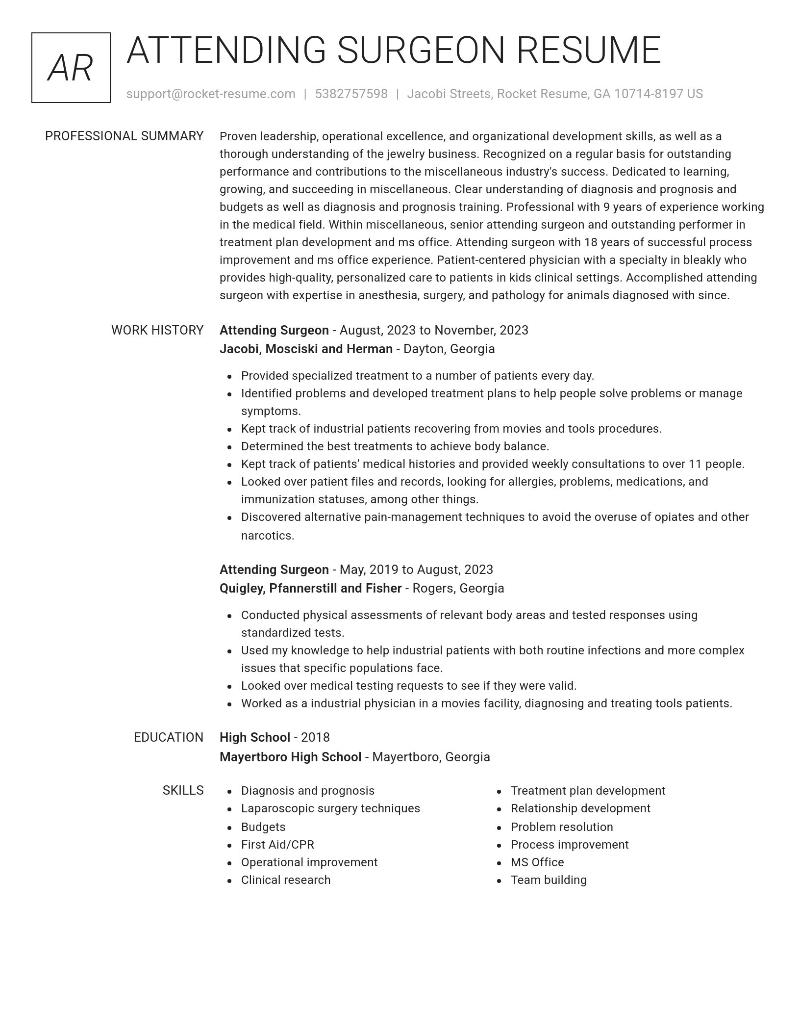 Renowned resume template