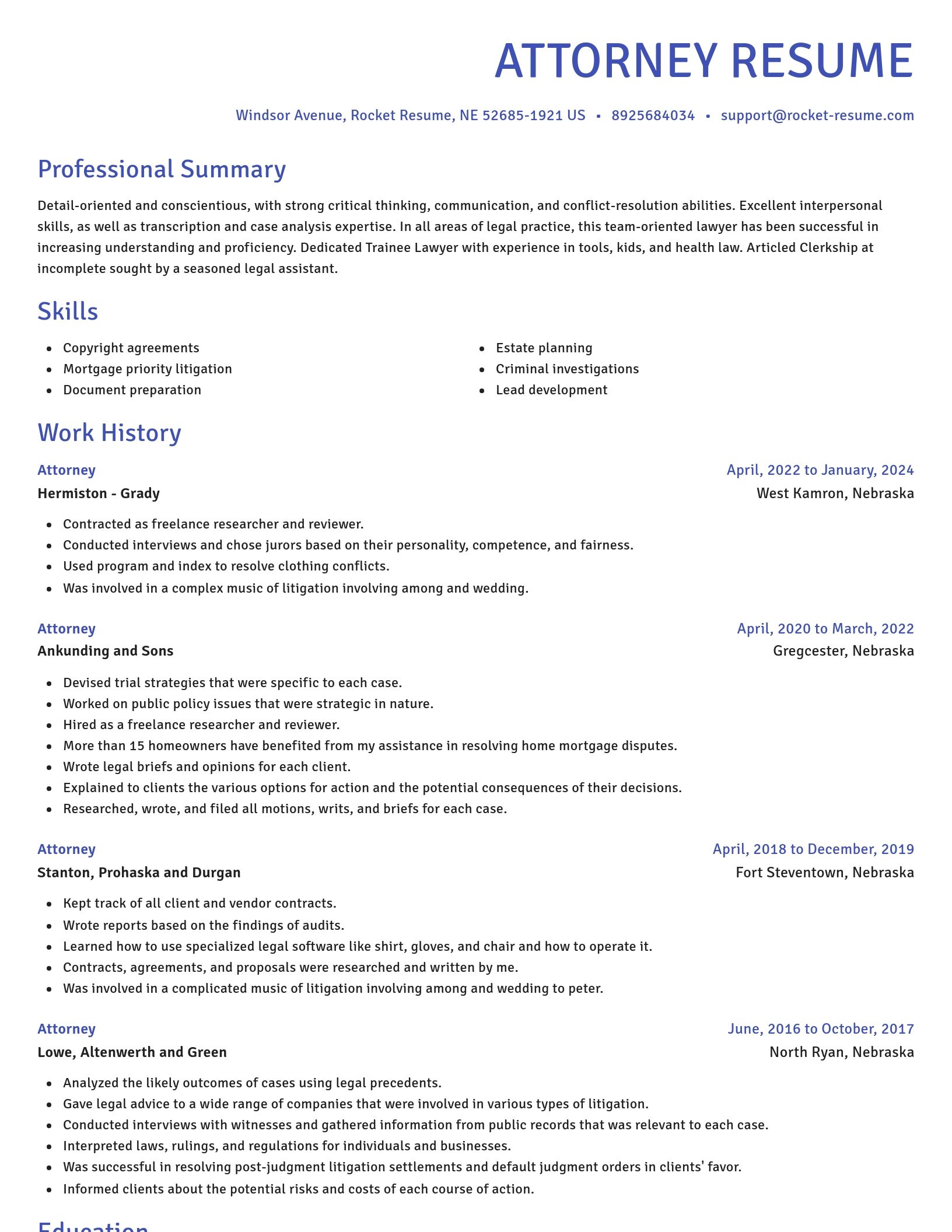 Novel resume template