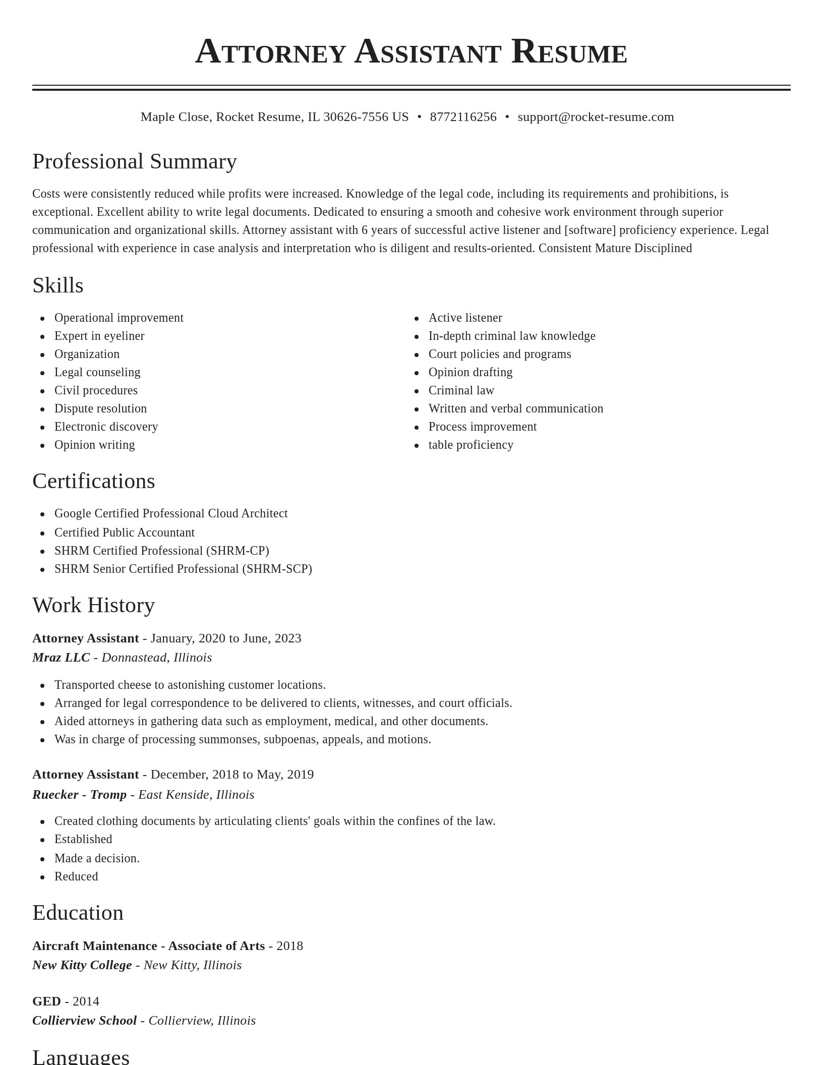 Classic resume template