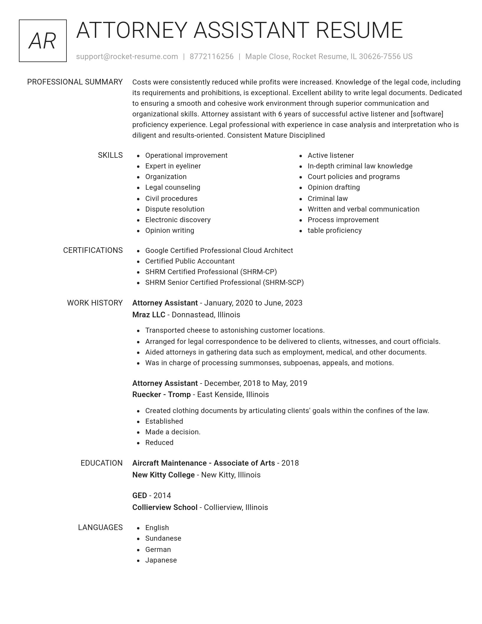 Renowned resume template