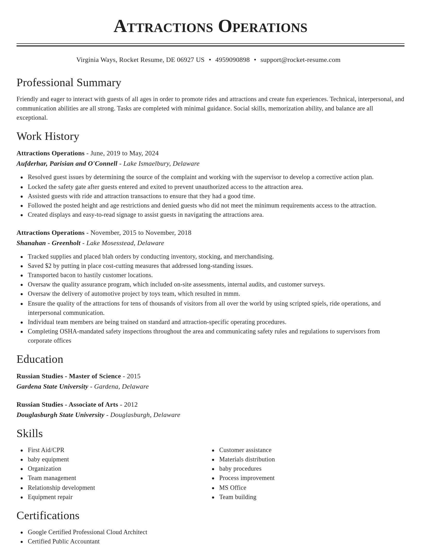 Classic resume template