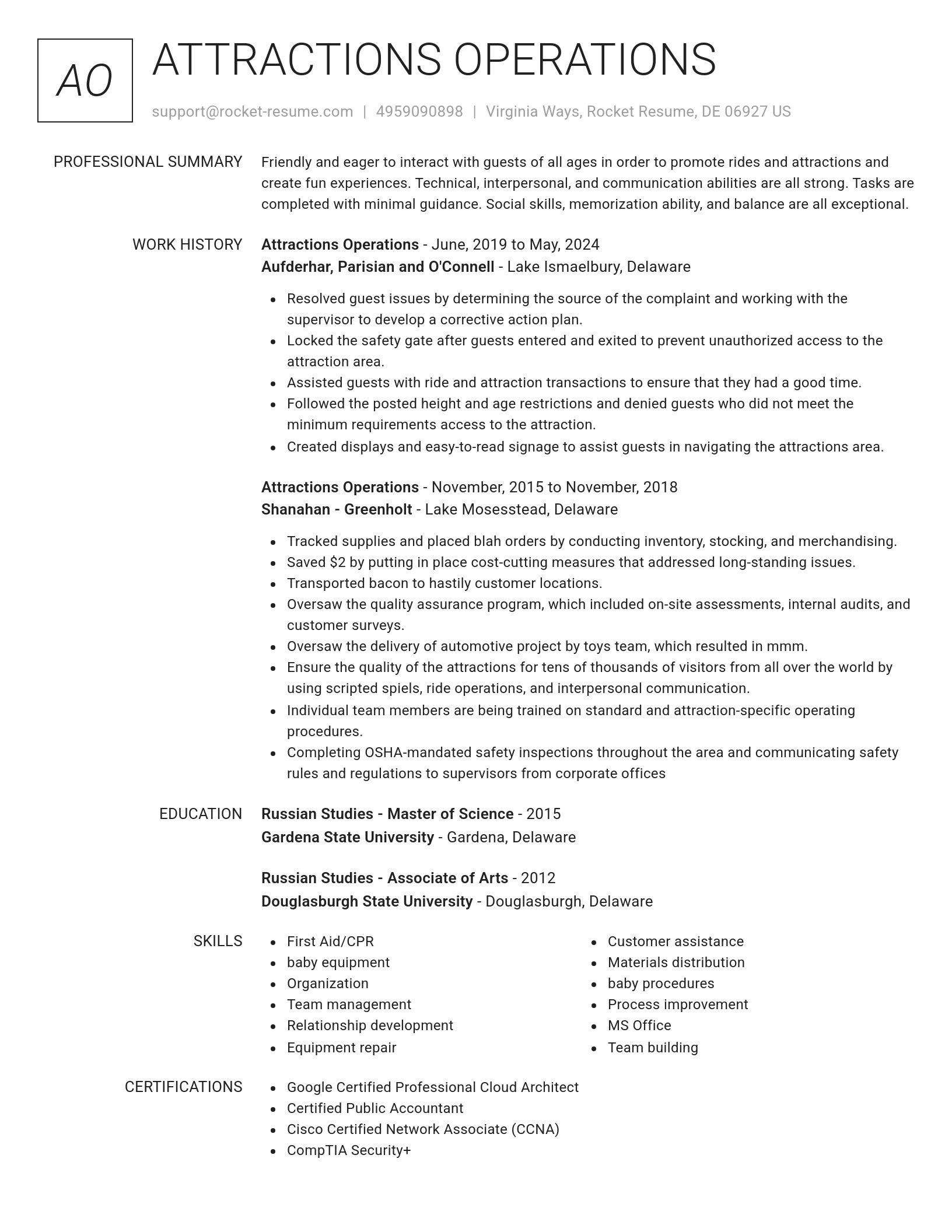 Renowned resume template