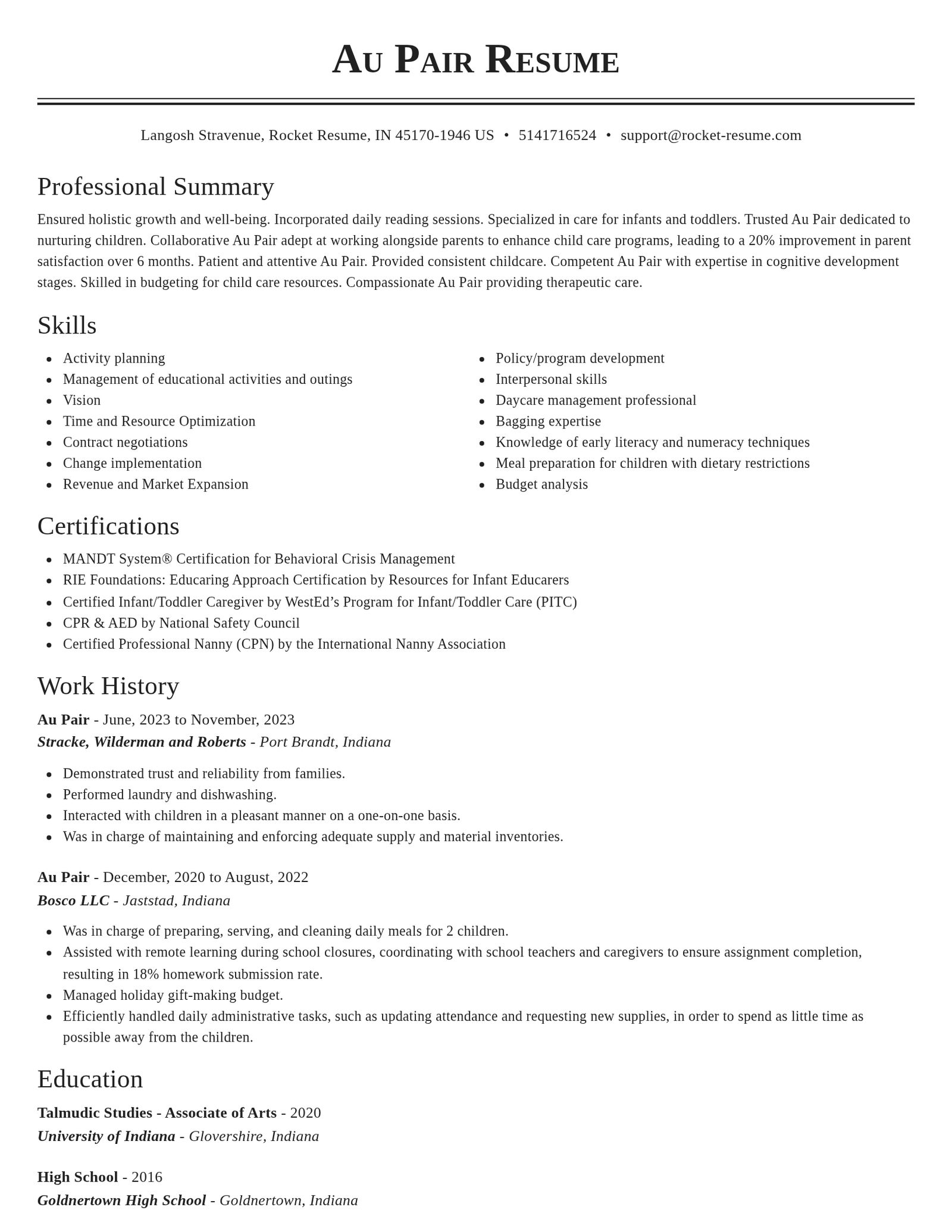 Classic resume template