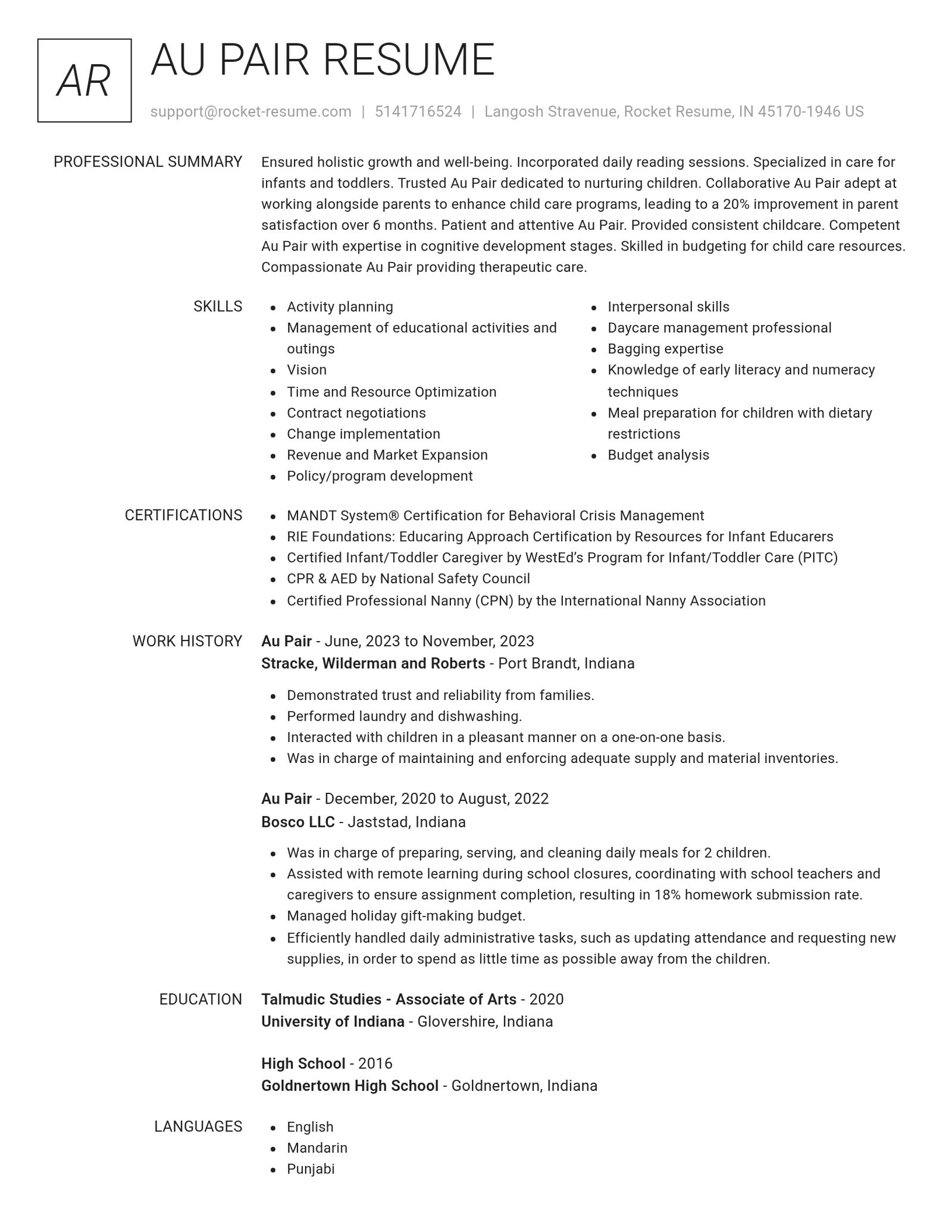 Renowned resume template