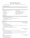 Au Pair resume template