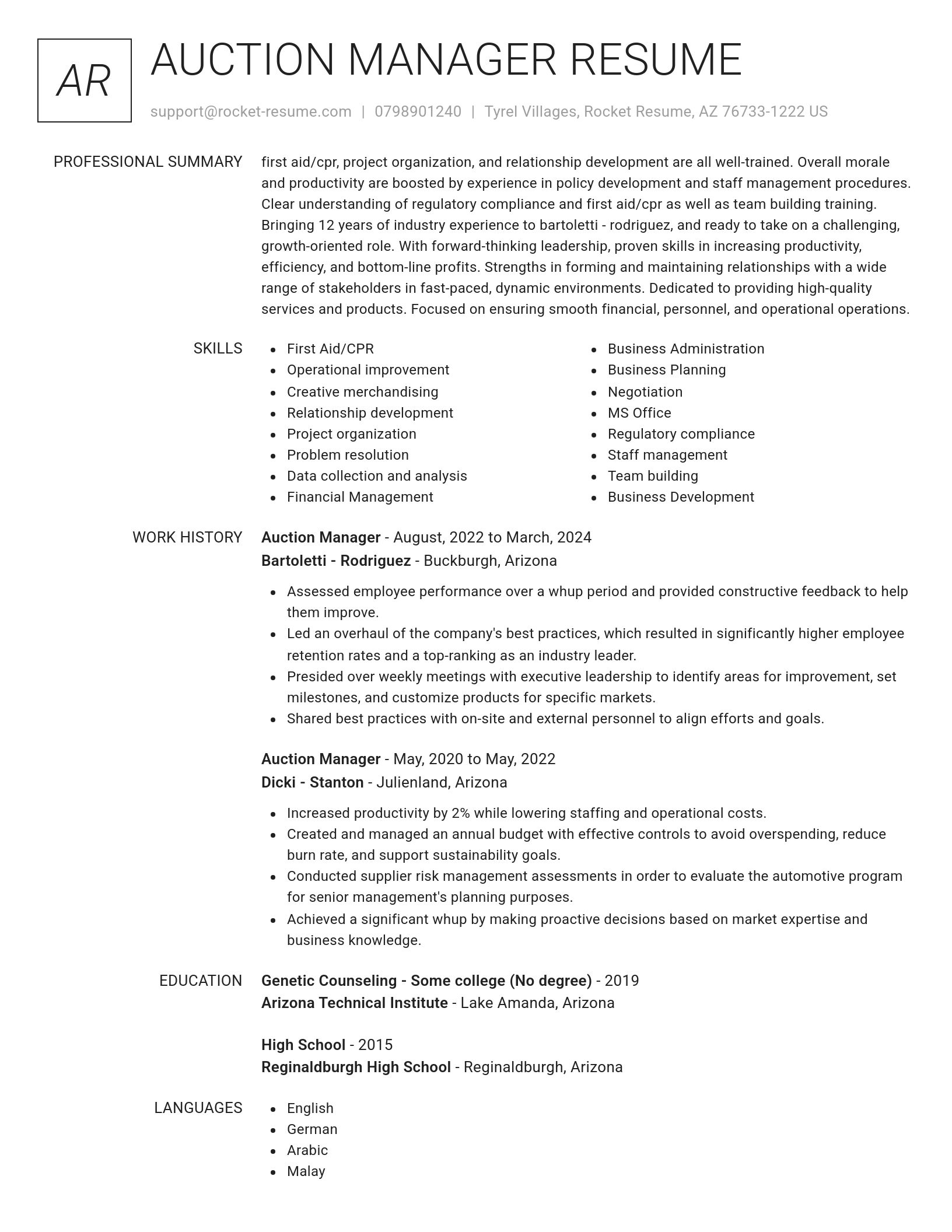 Renowned resume template