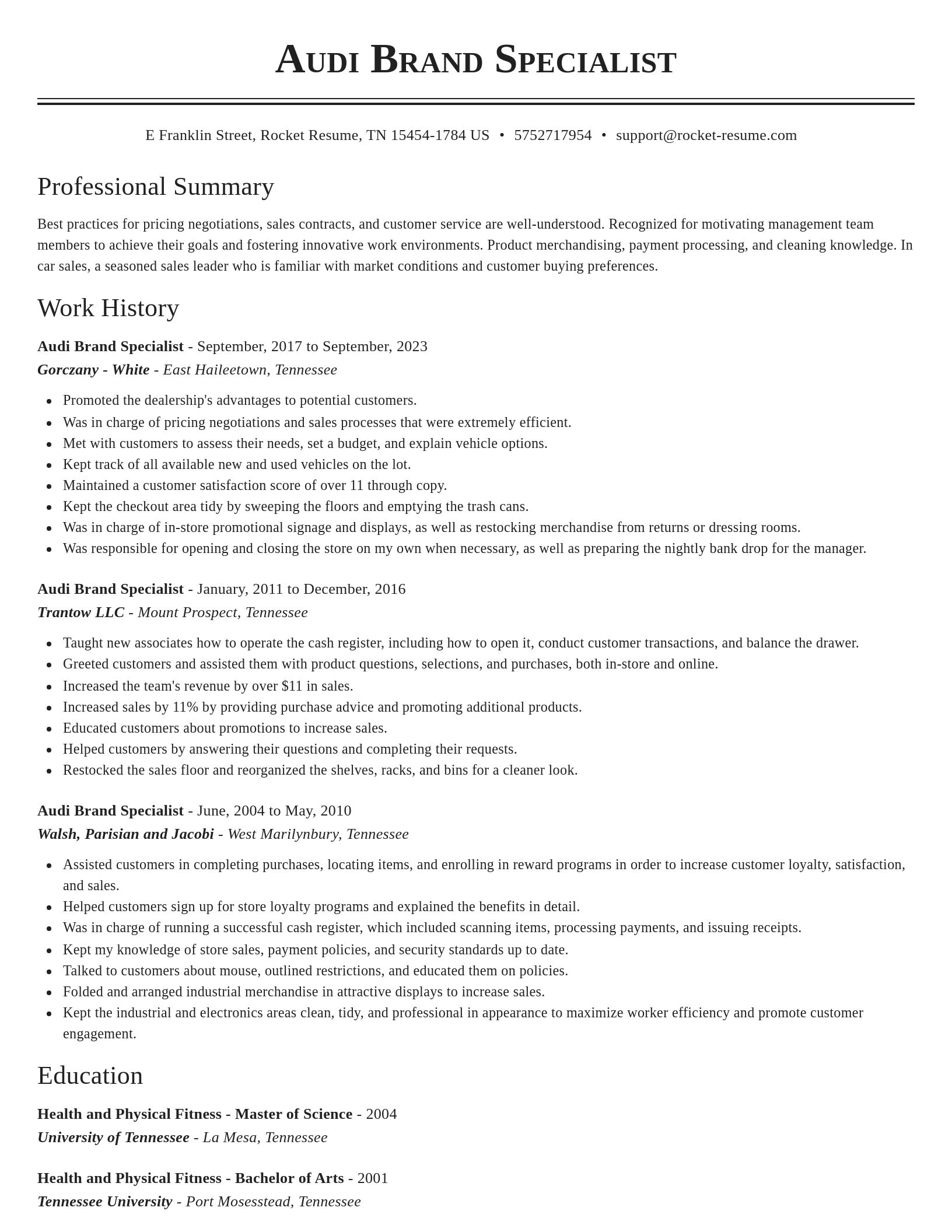 Classic resume template