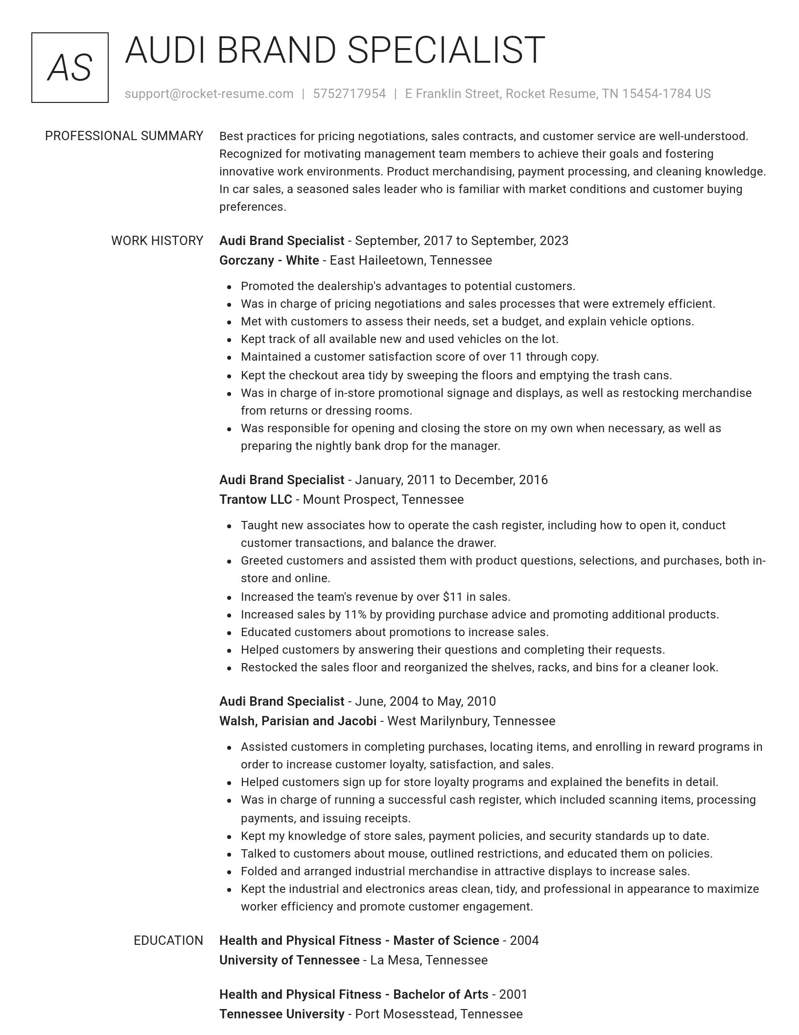 Renowned resume template