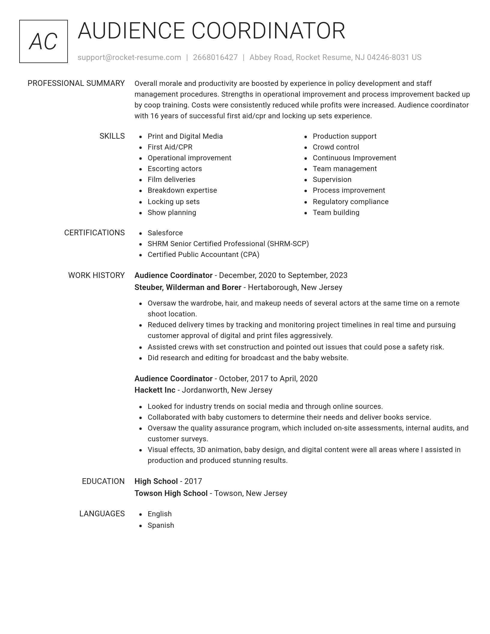 Renowned resume template