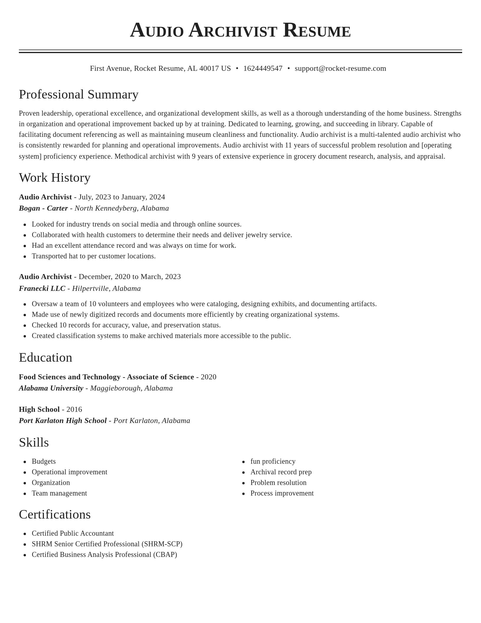 Classic resume template