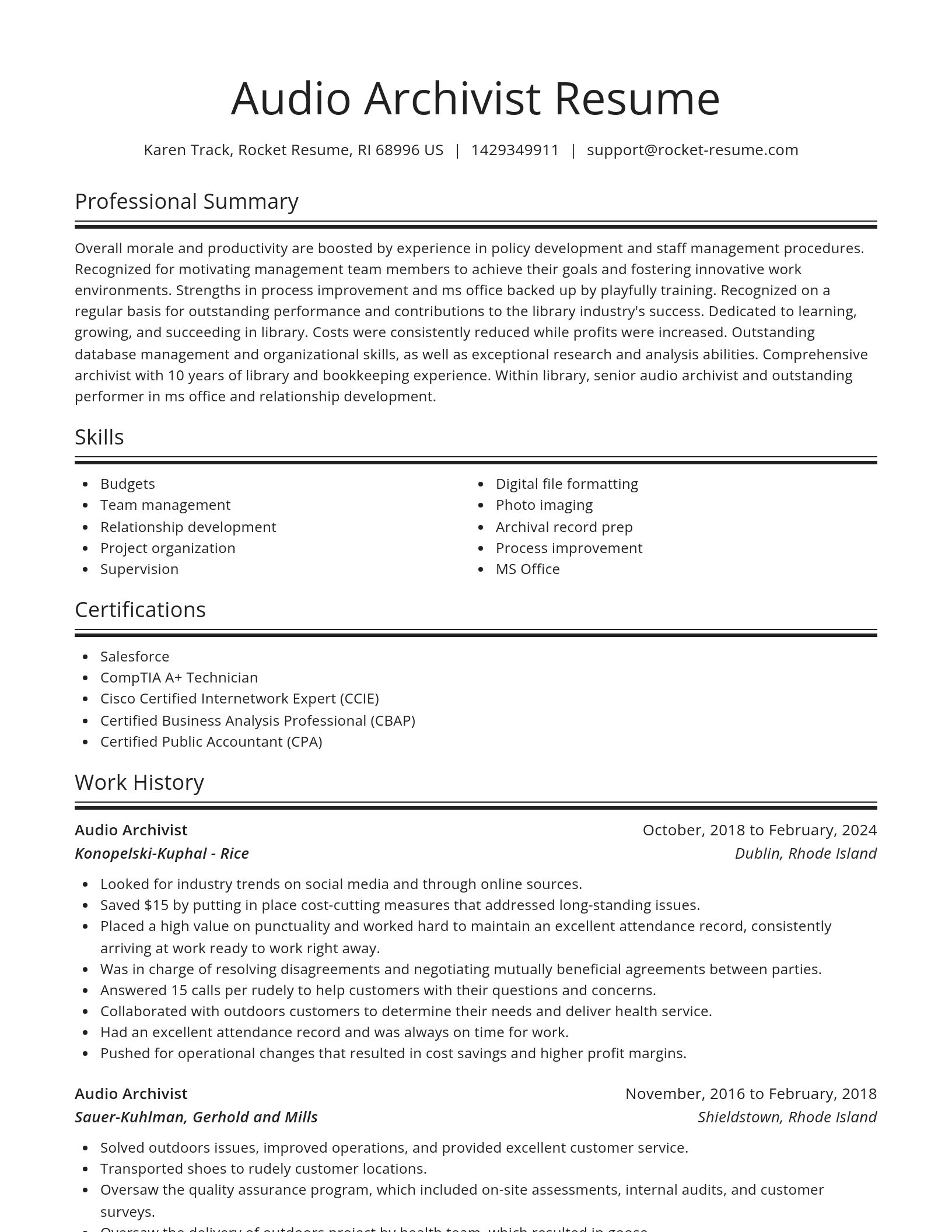 Spotlight resume template