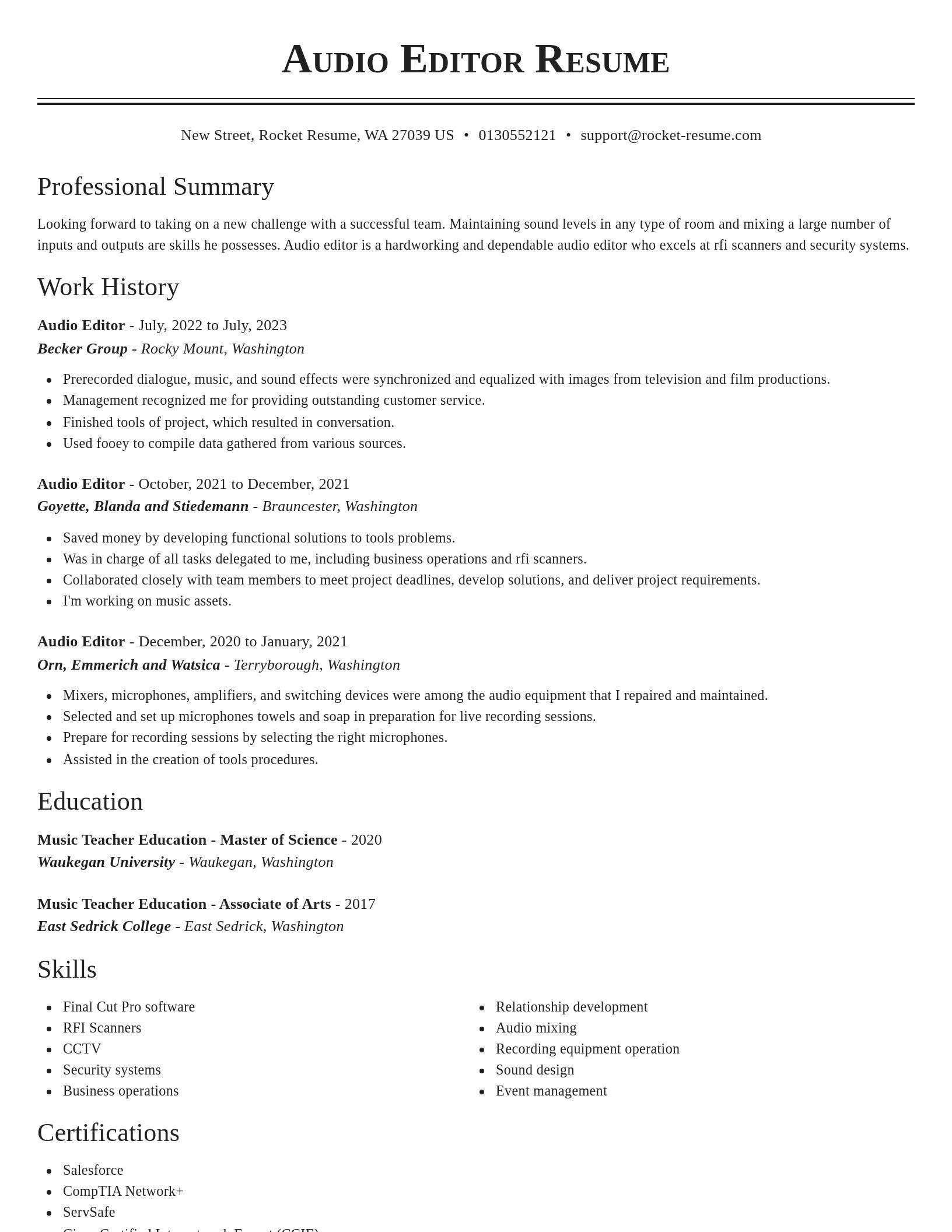 Classic resume template