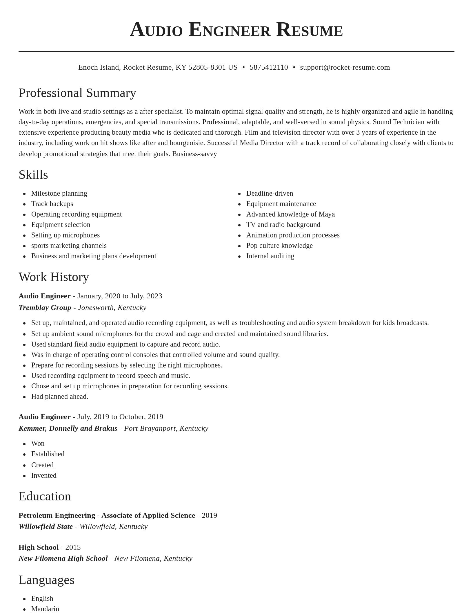 Classic resume template