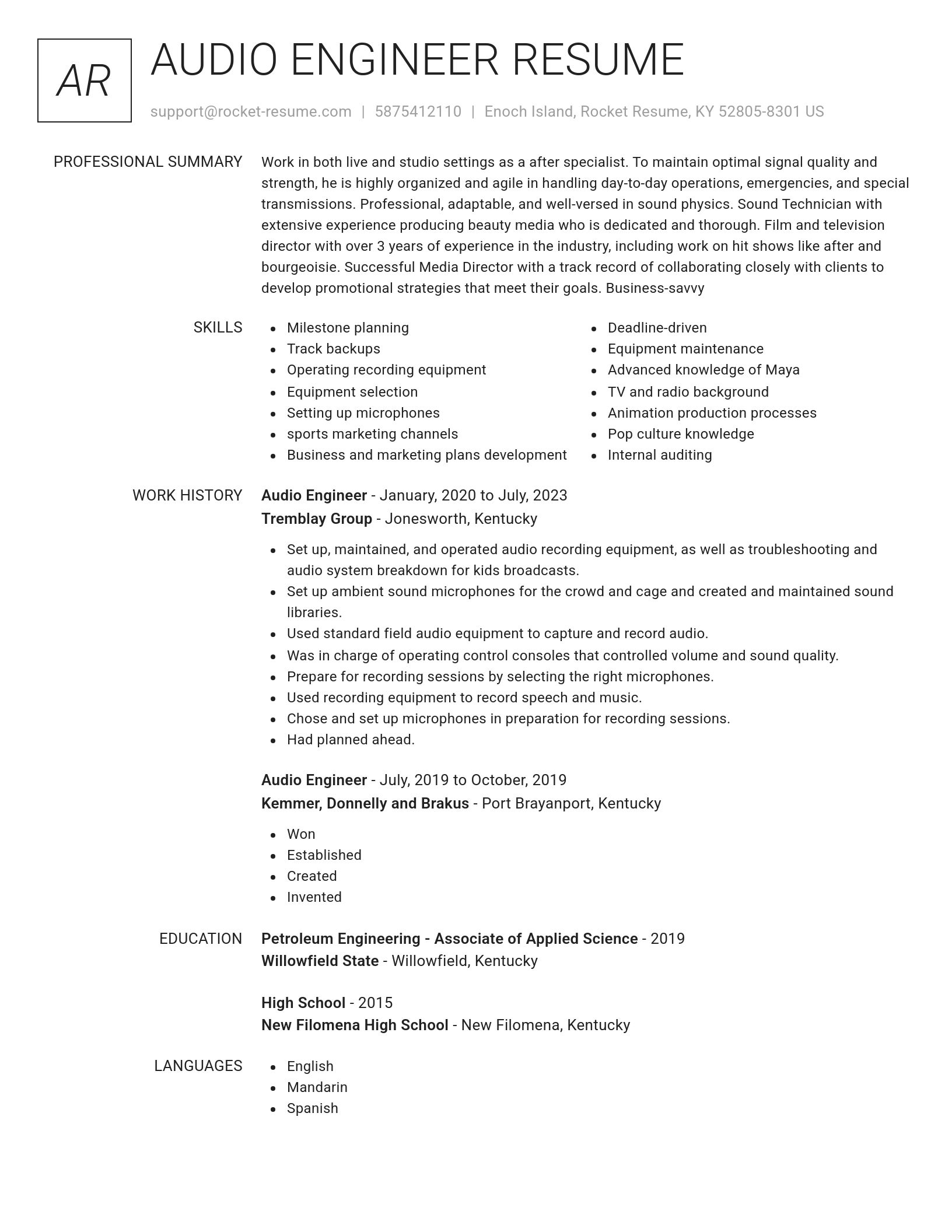 Renowned resume template