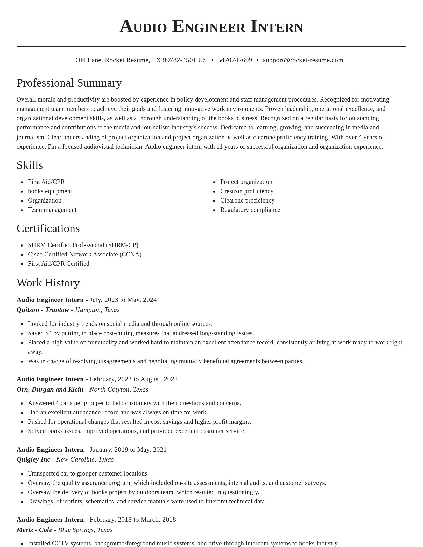Classic resume template
