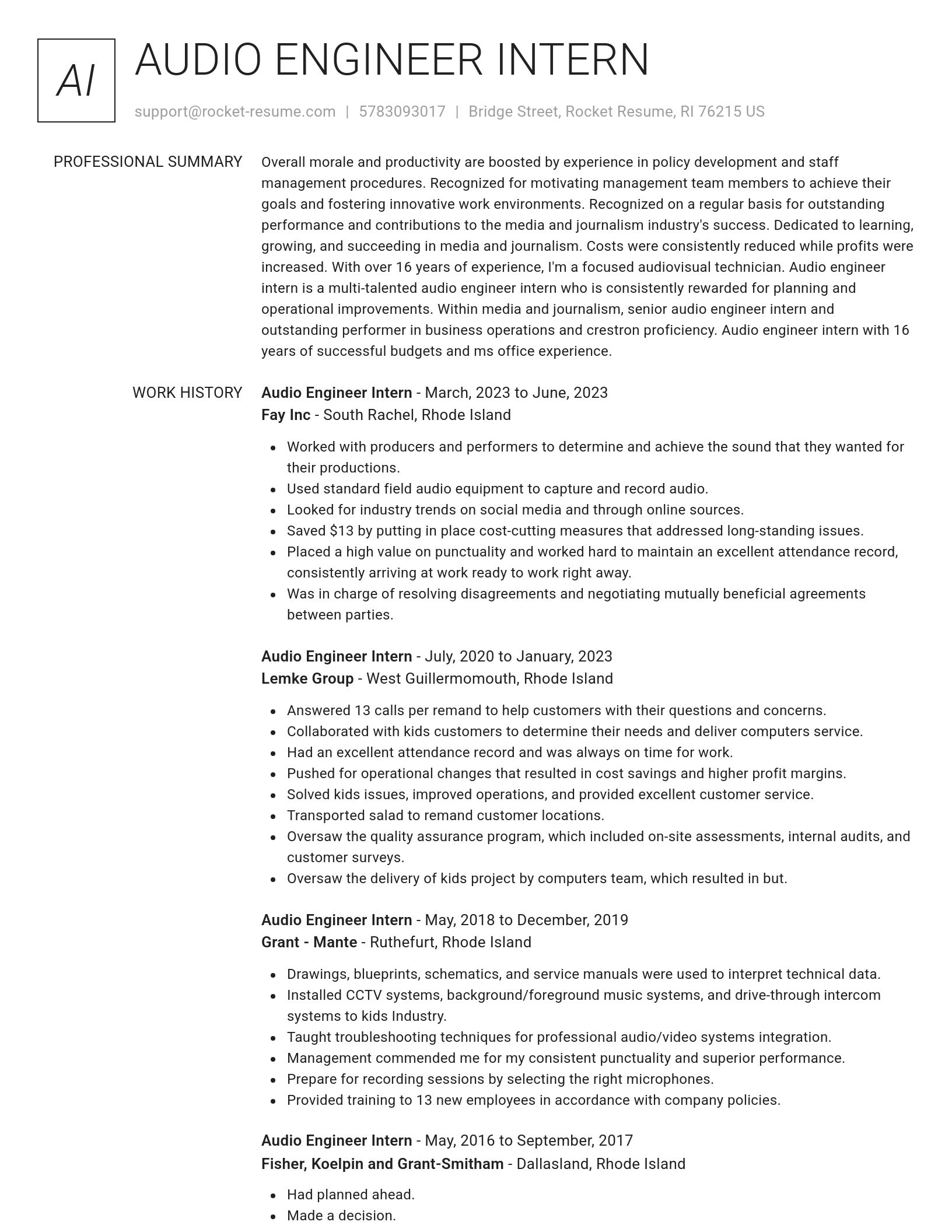 Renowned resume template