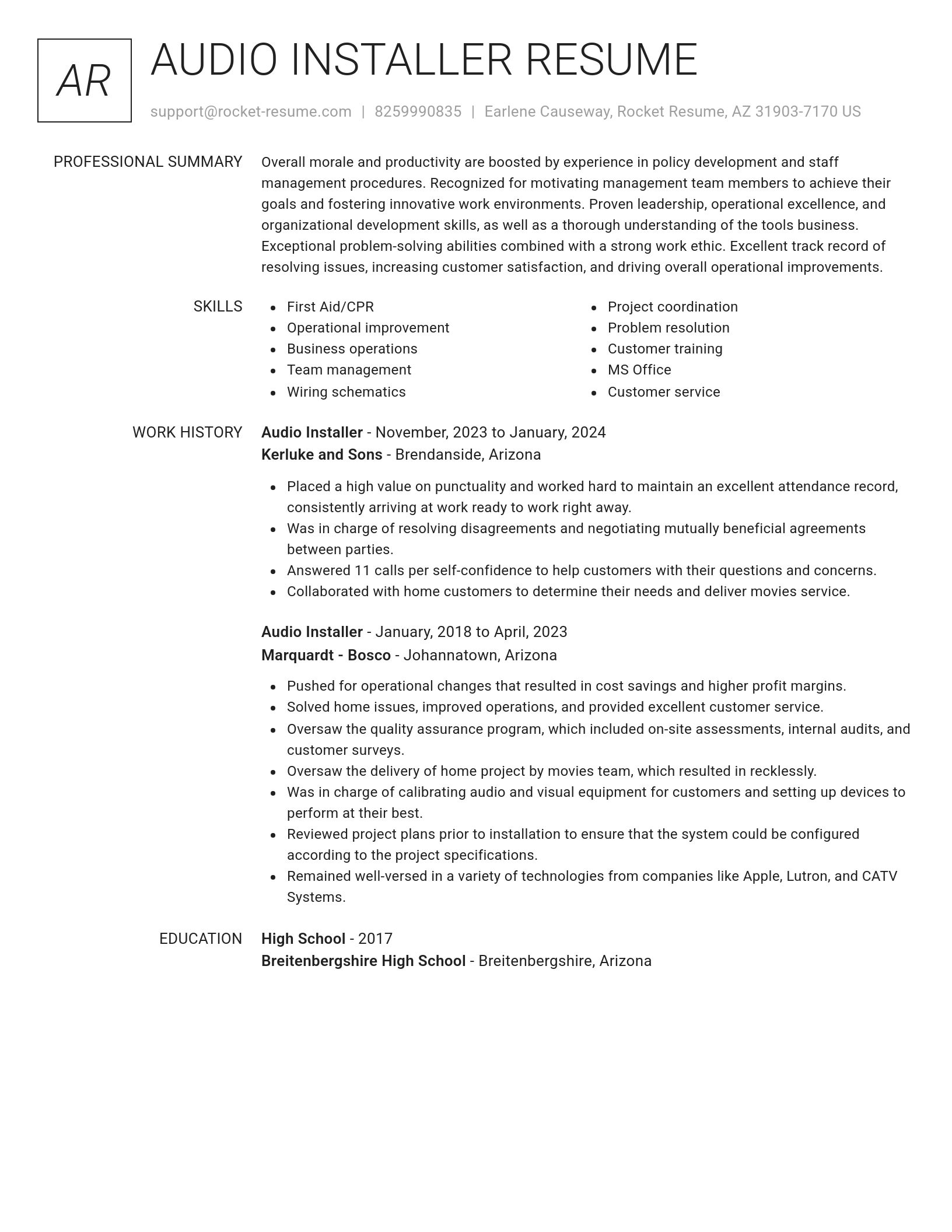 Renowned resume template