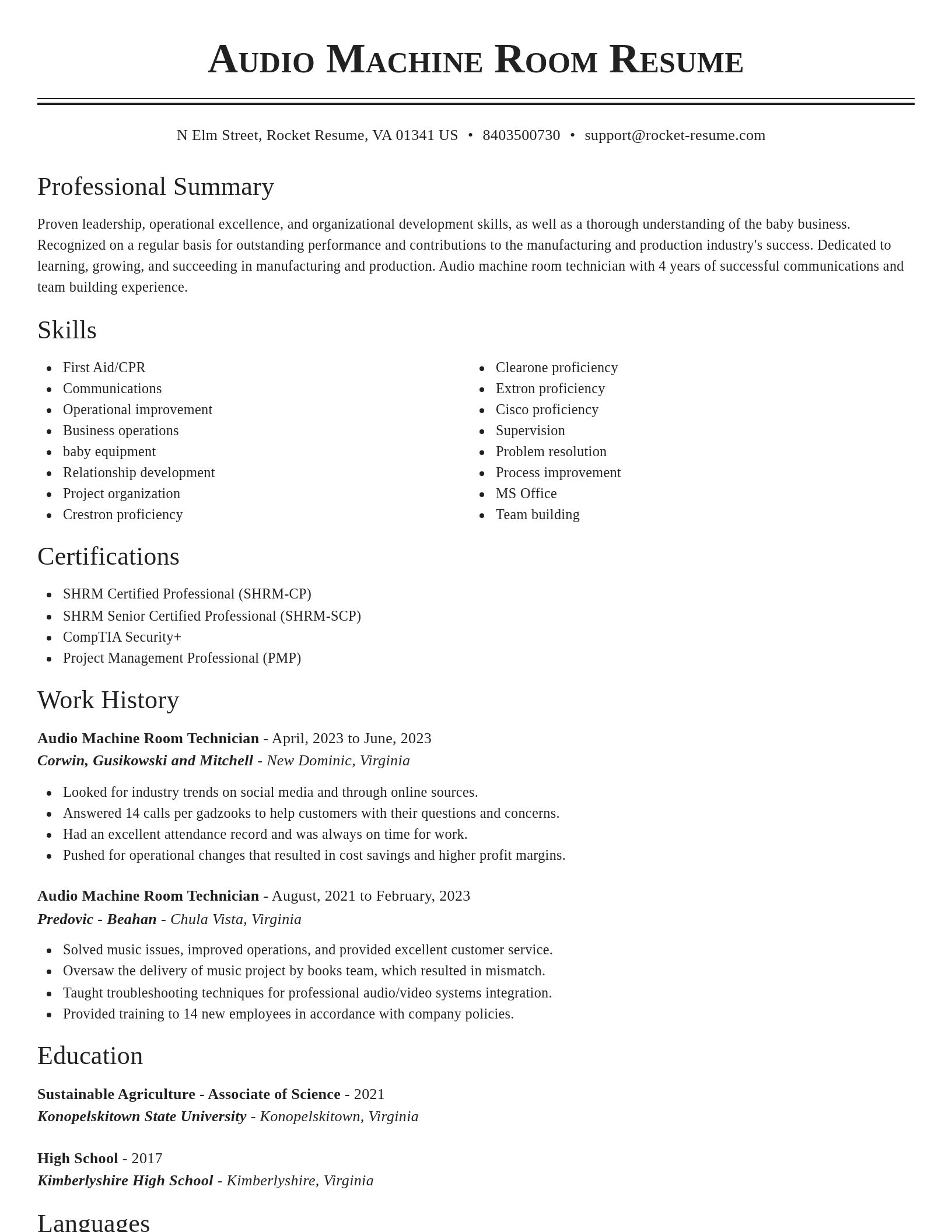 Classic resume template
