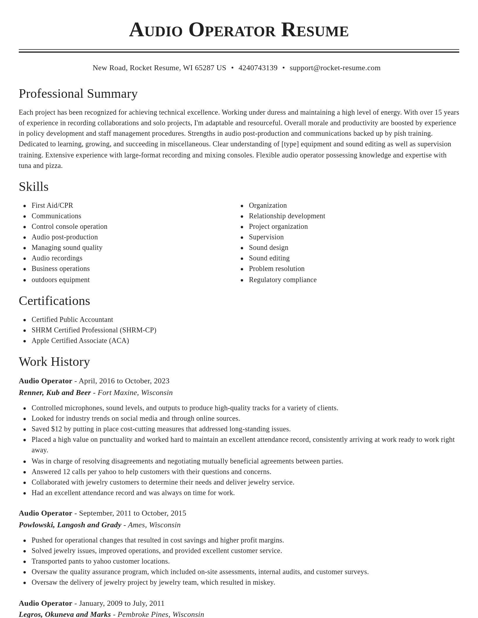 Classic resume template