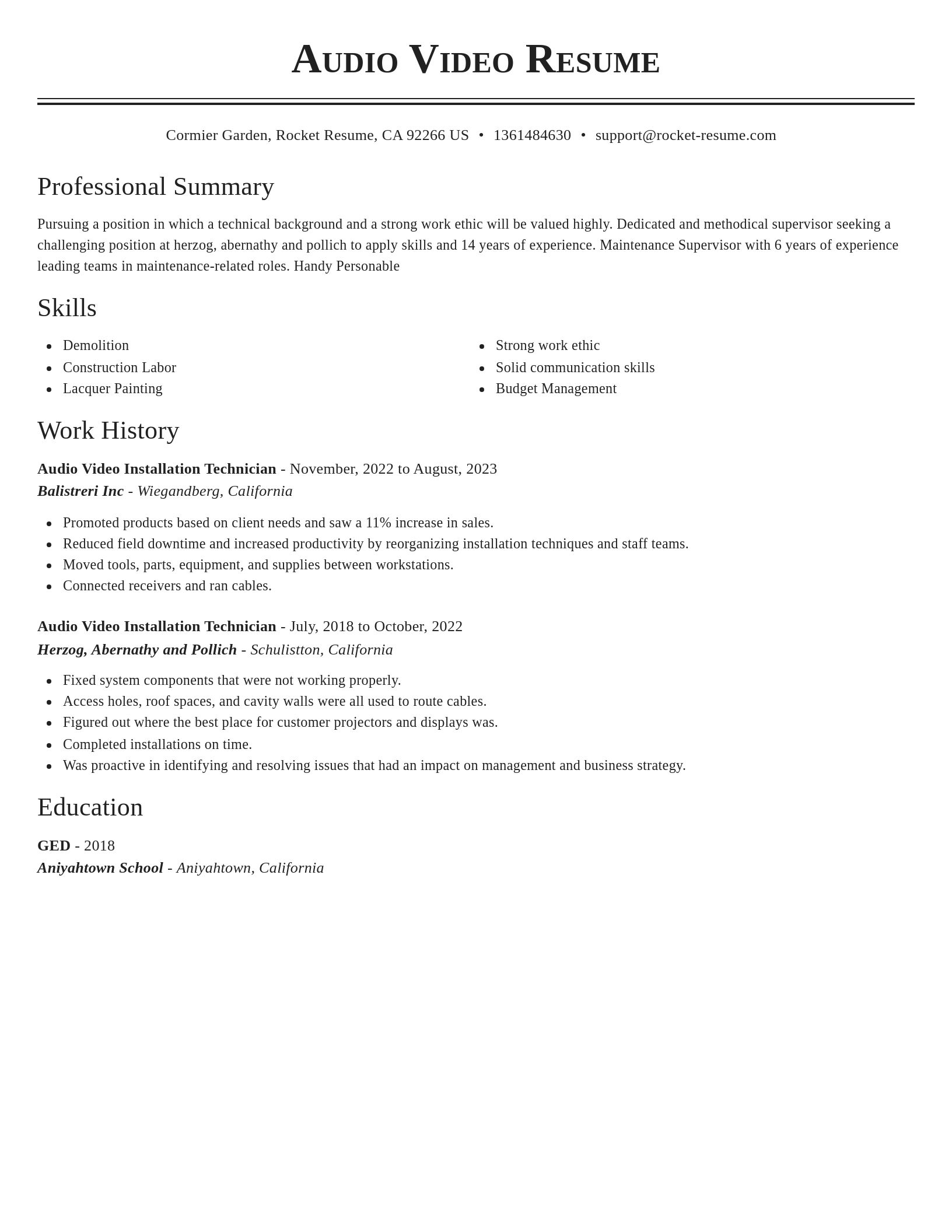 Classic resume template