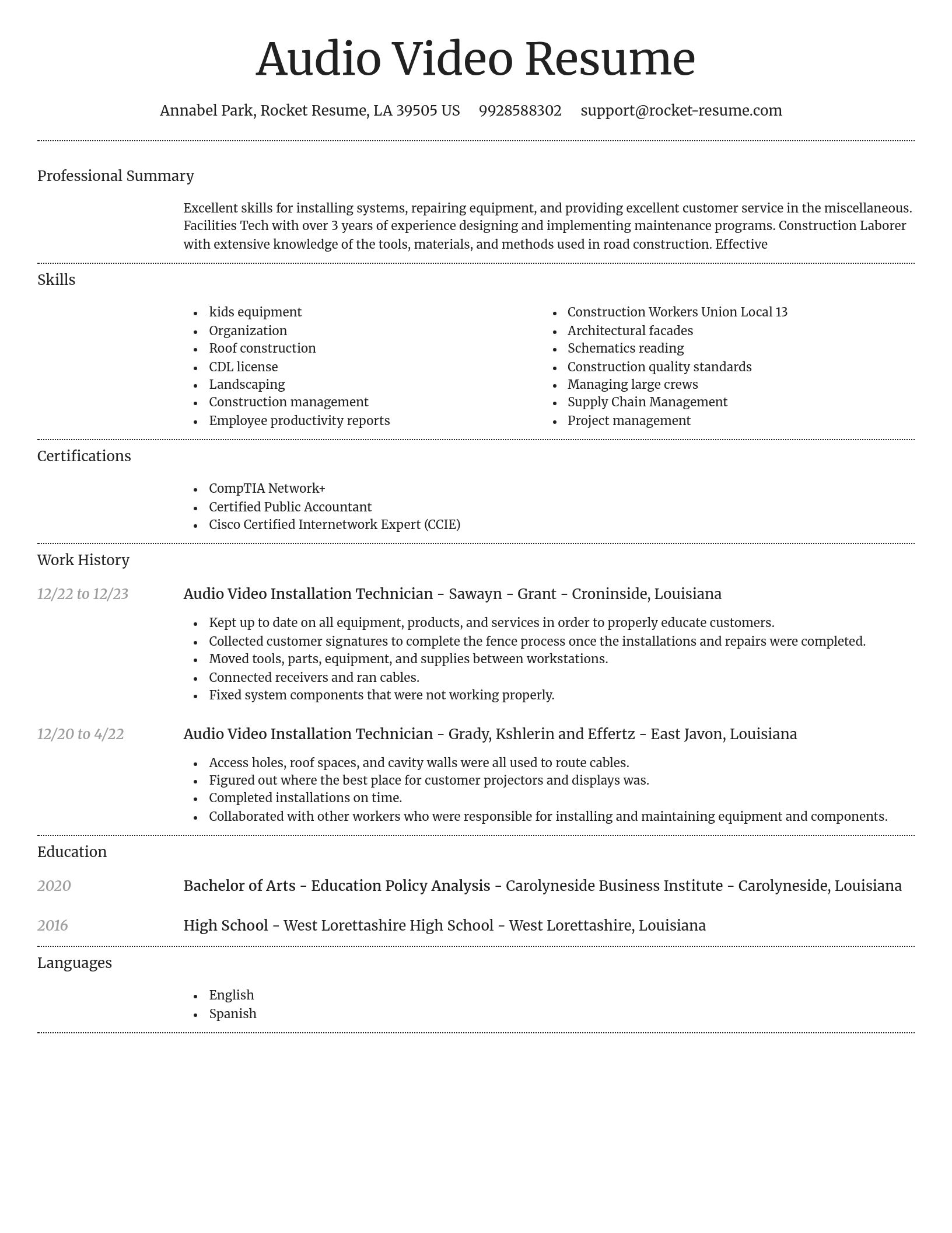 Dignified resume template