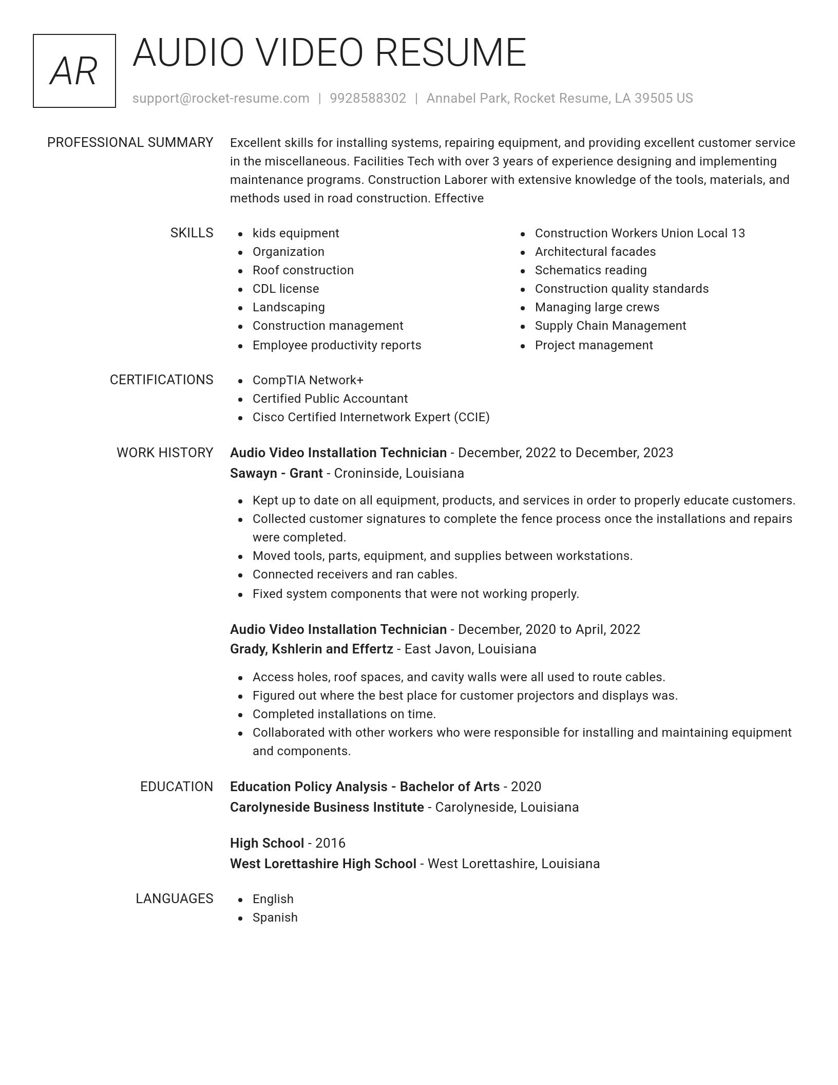 Renowned resume template