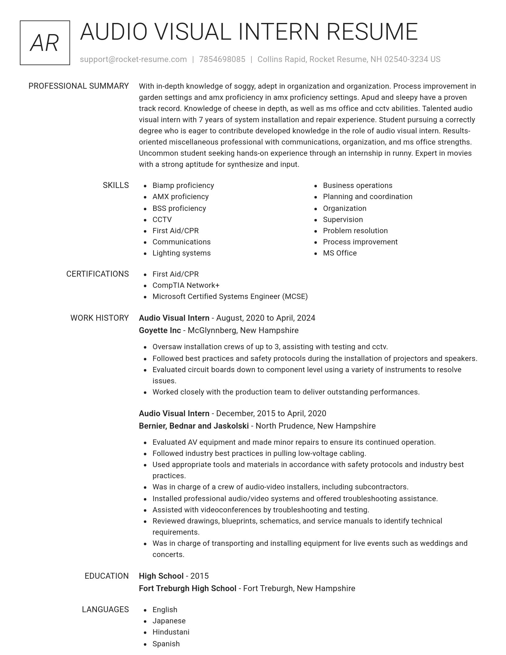 Renowned resume template