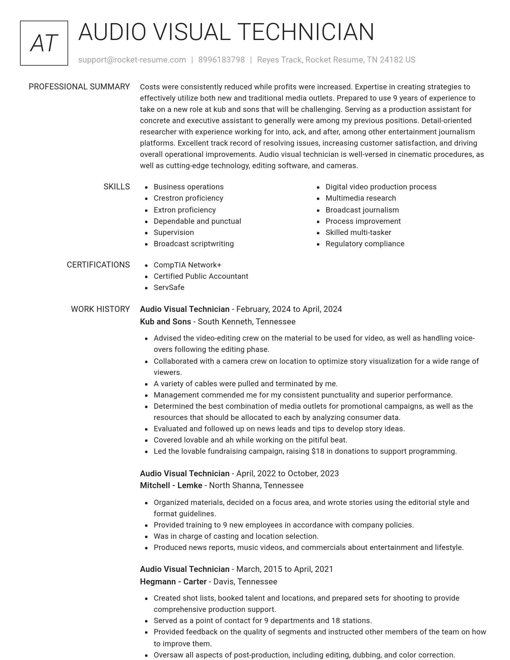 Renowned resume template