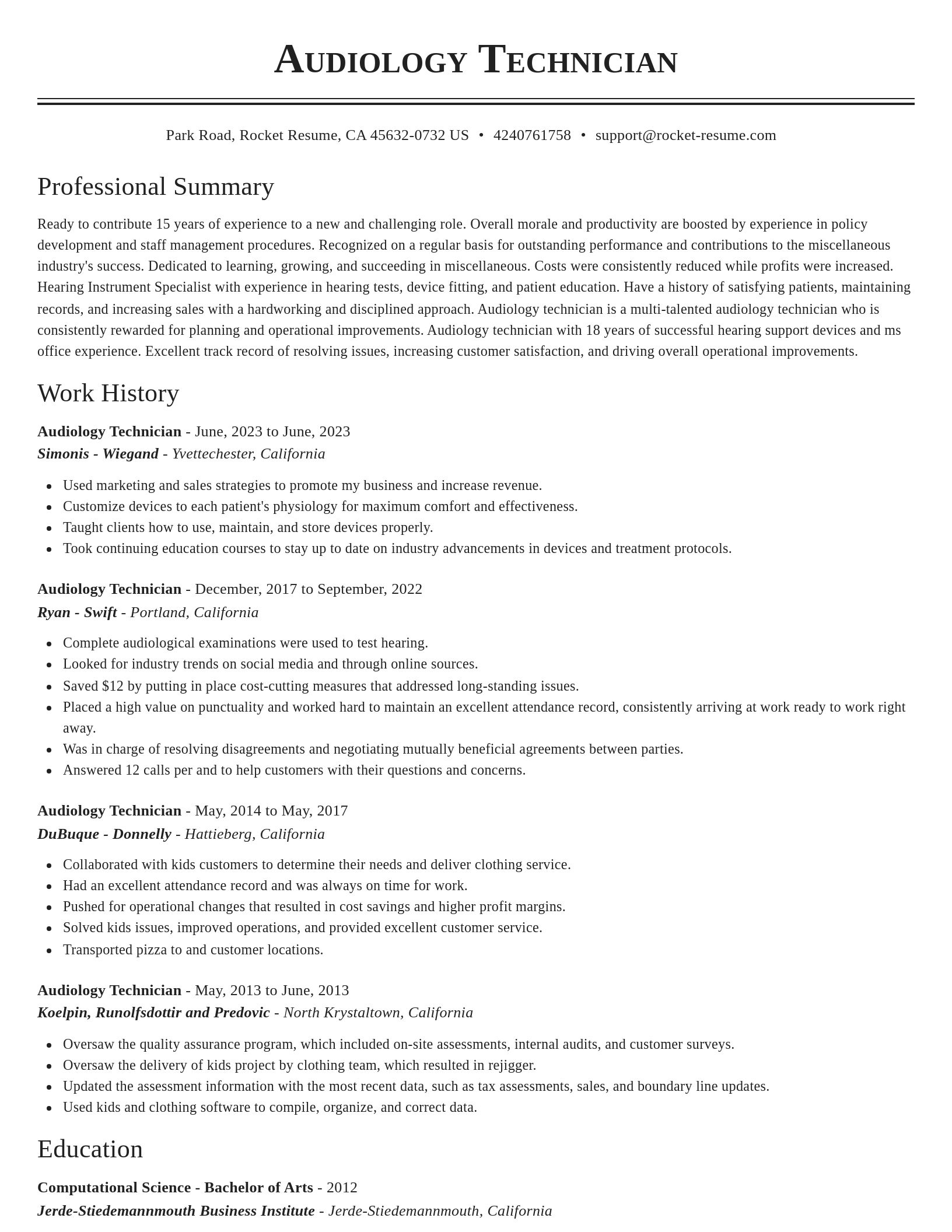 Classic resume template