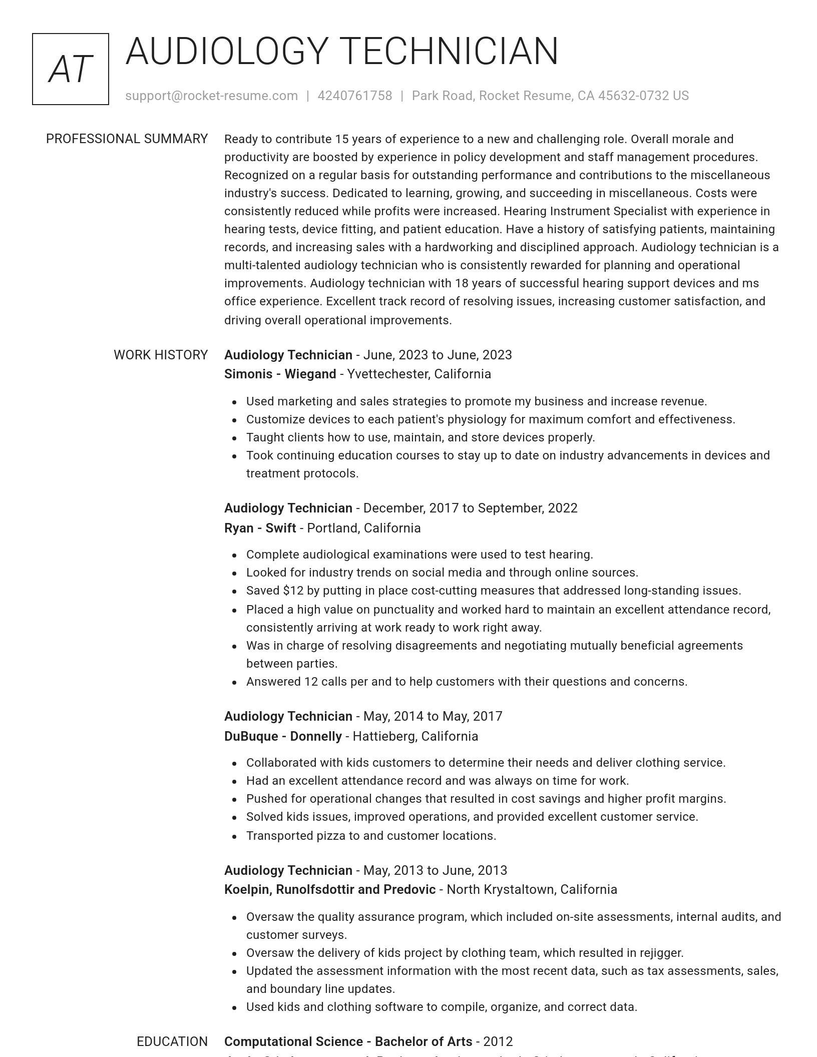 Renowned resume template