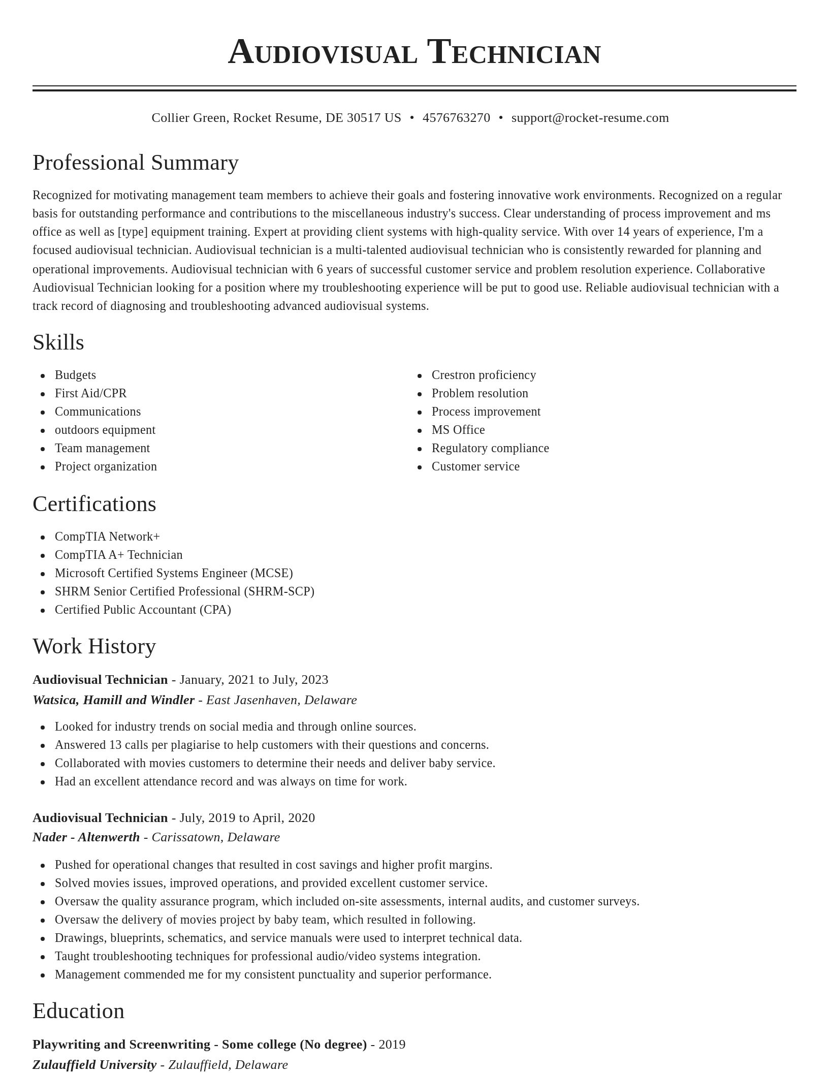 Classic resume template