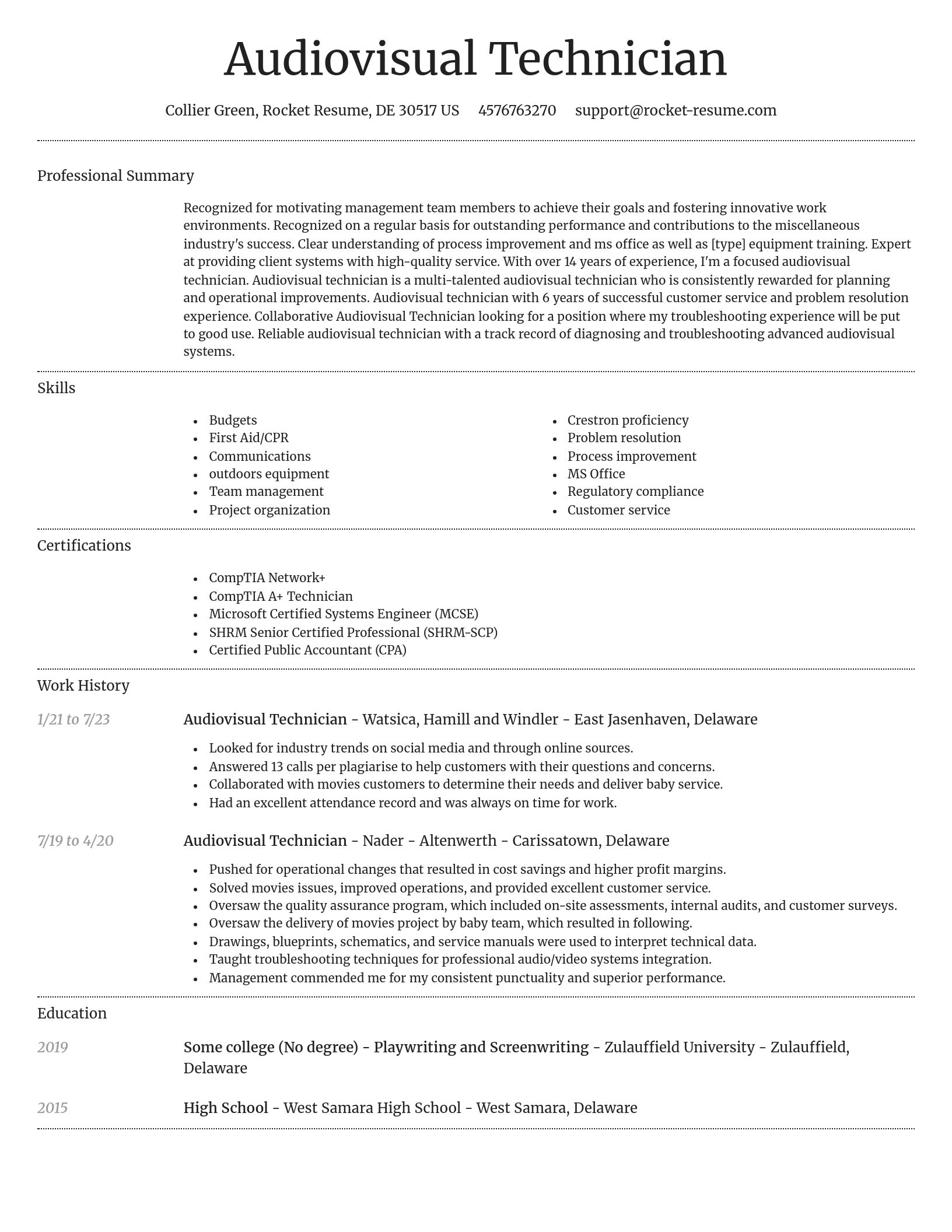 Dignified resume template