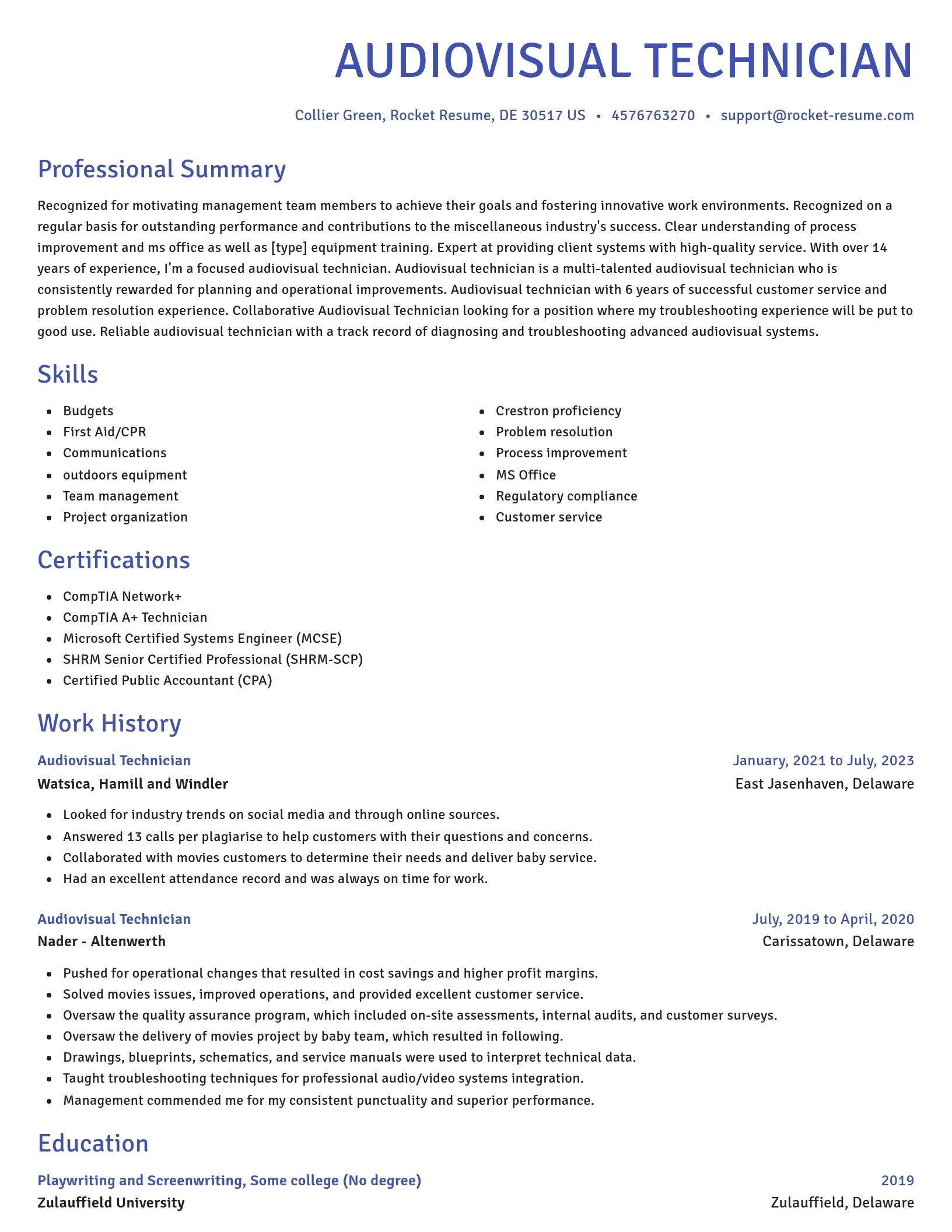 Novel resume template