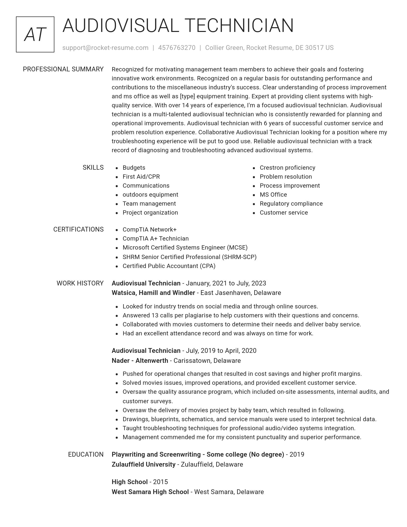 Renowned resume template