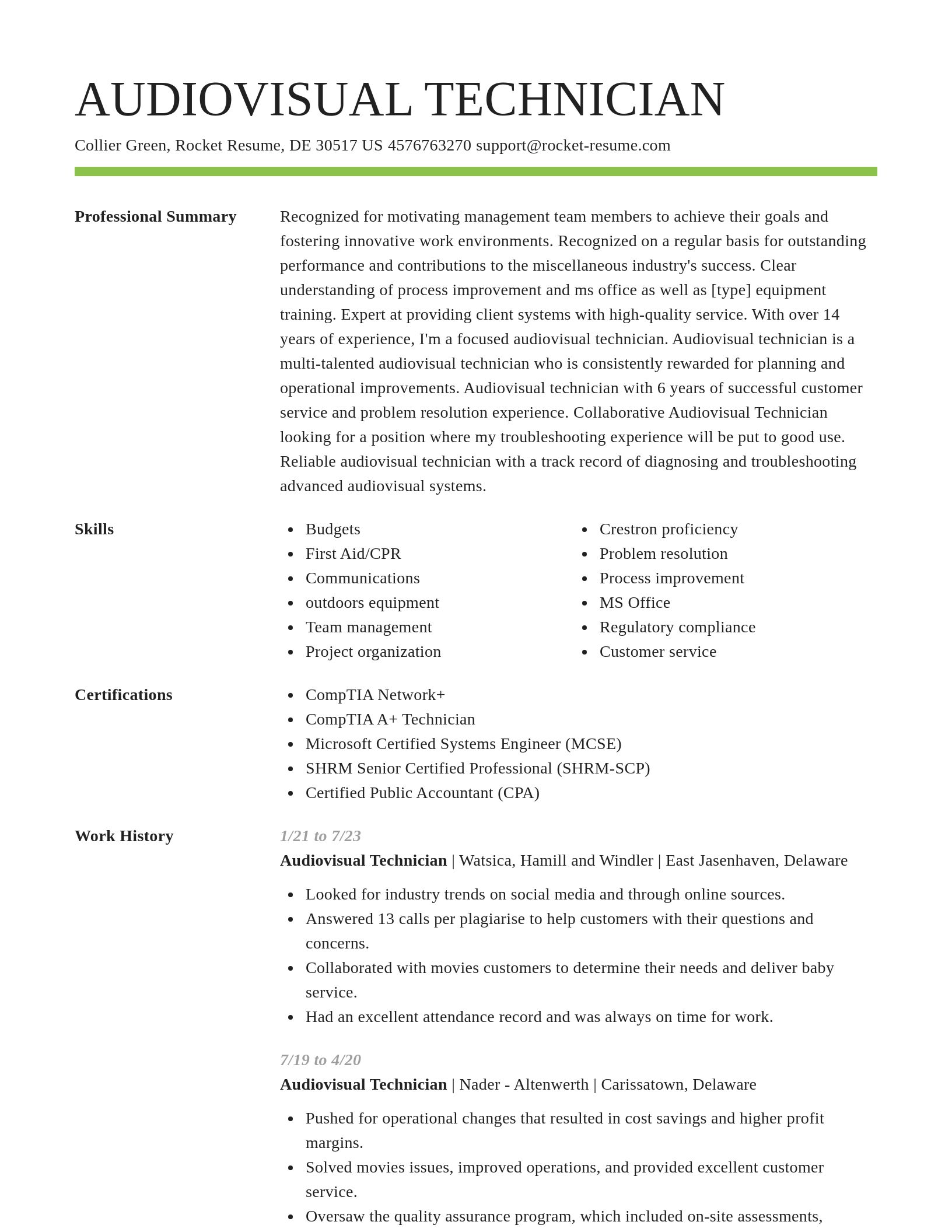 Smart resume template