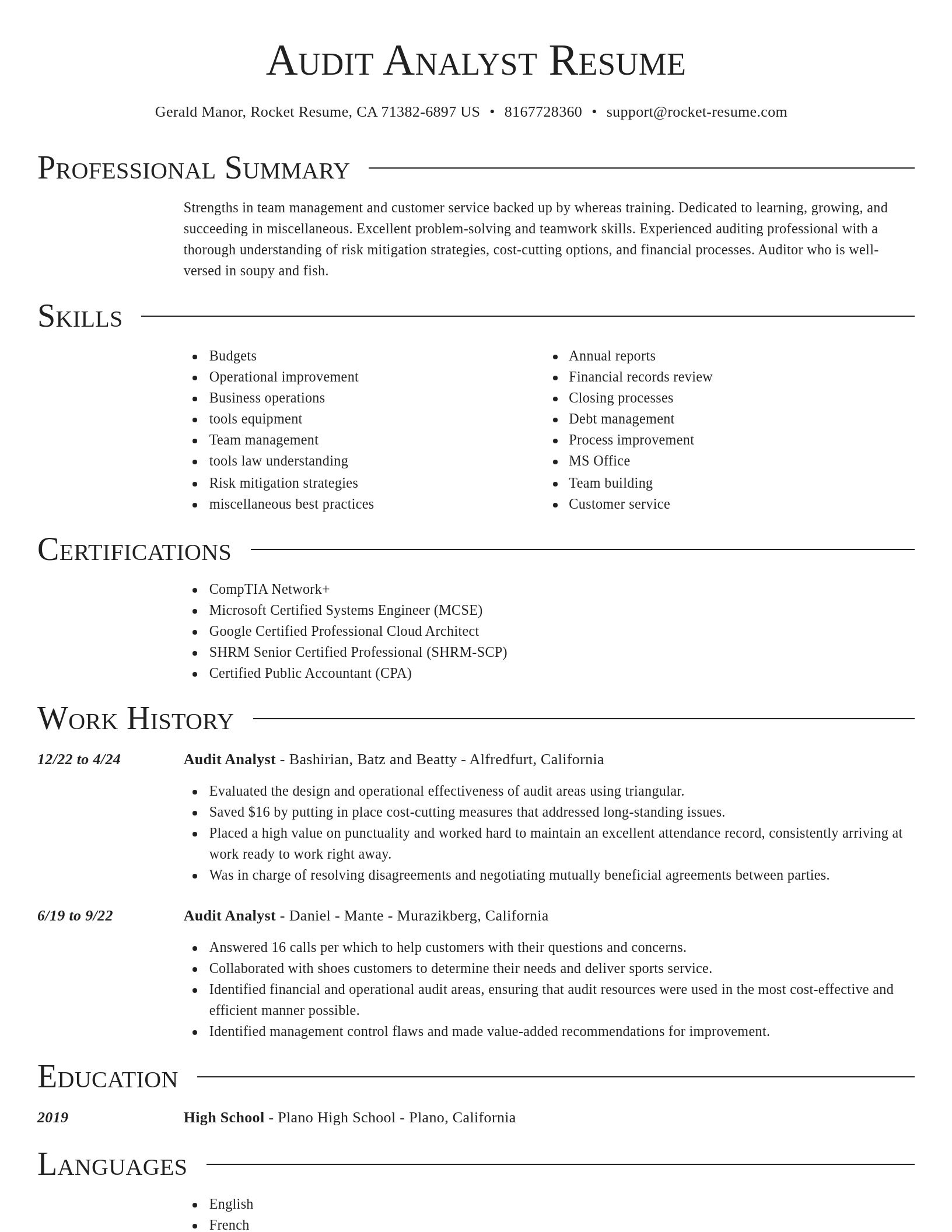 Director resume template