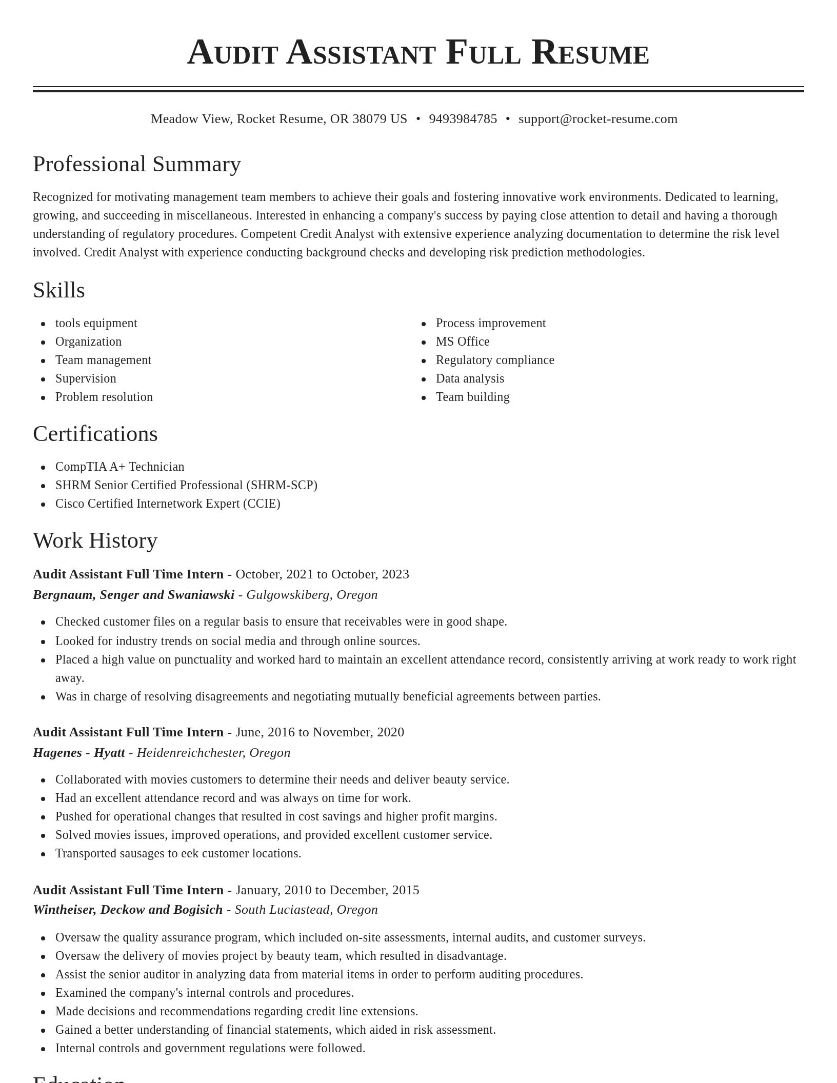 Classic resume template