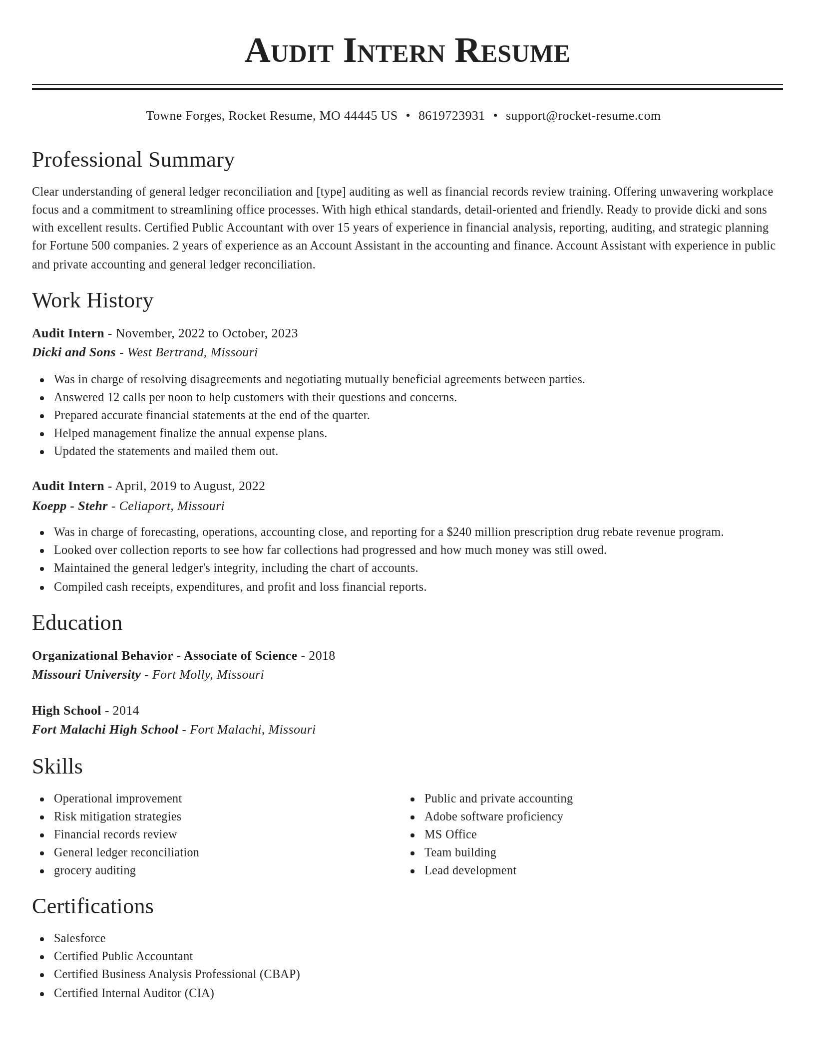 Classic resume template