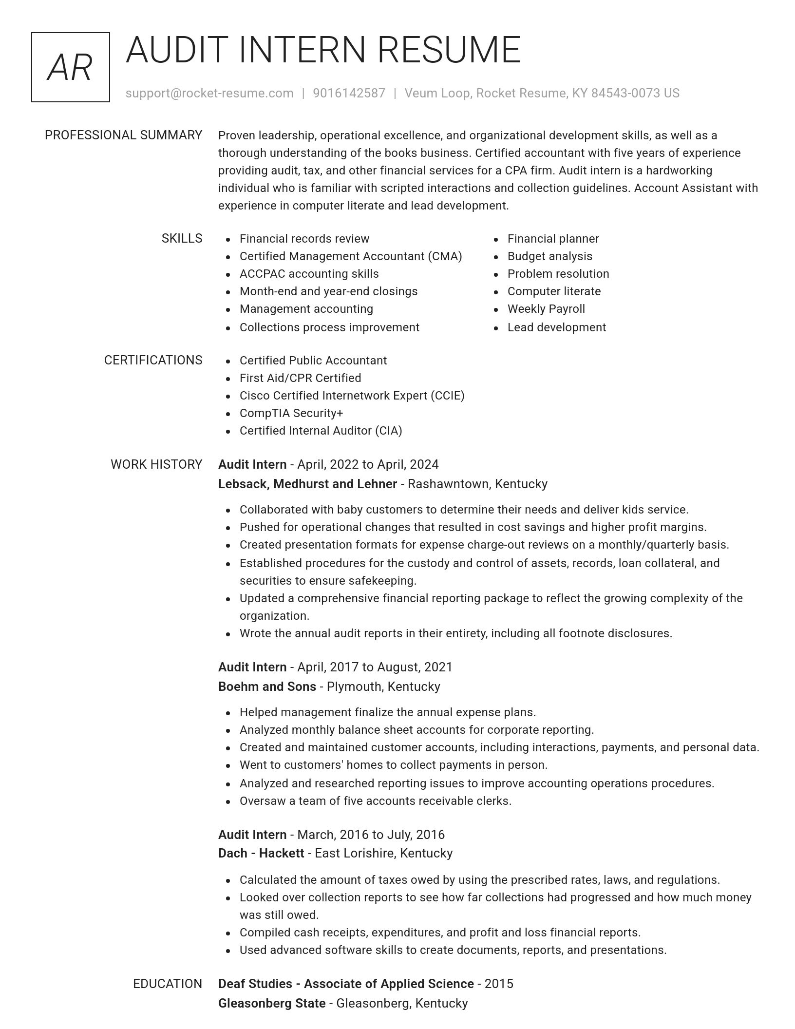 Renowned resume template