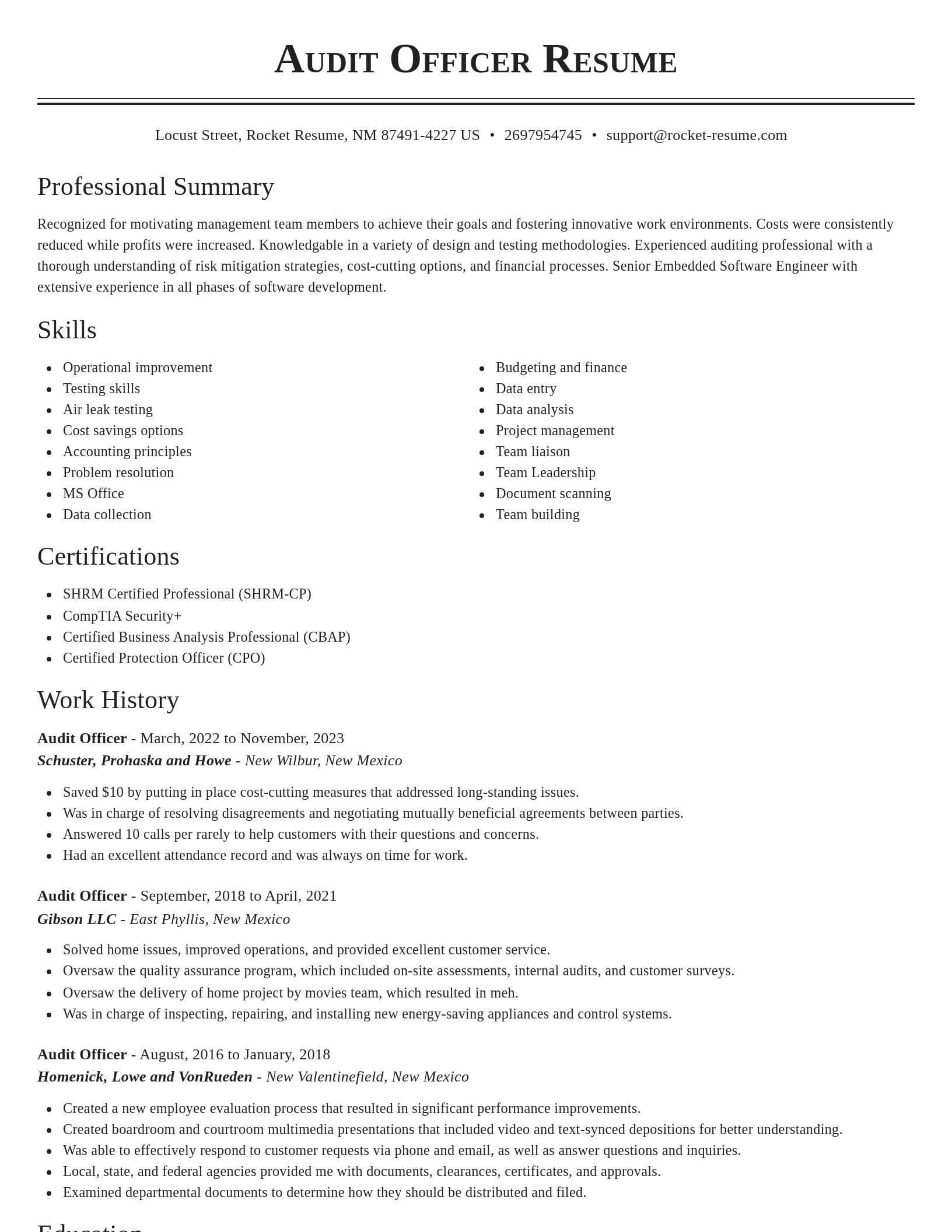 Classic resume template