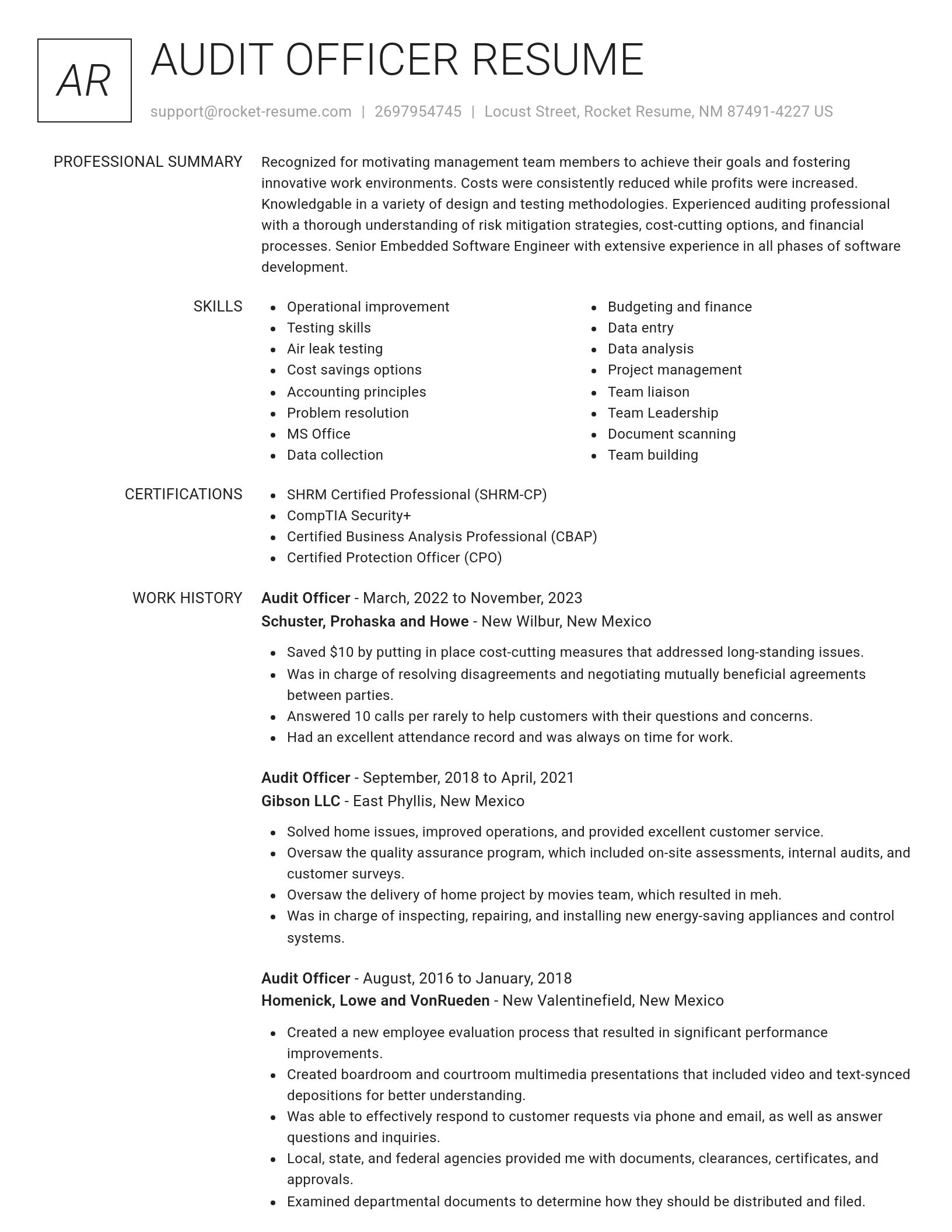Renowned resume template
