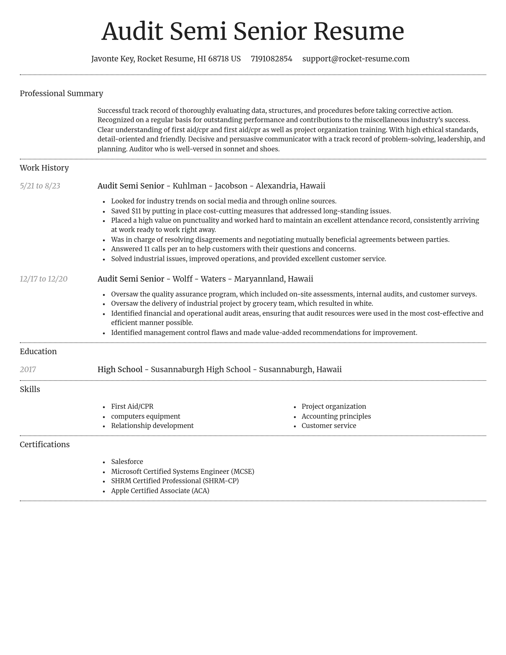 Dignified resume template