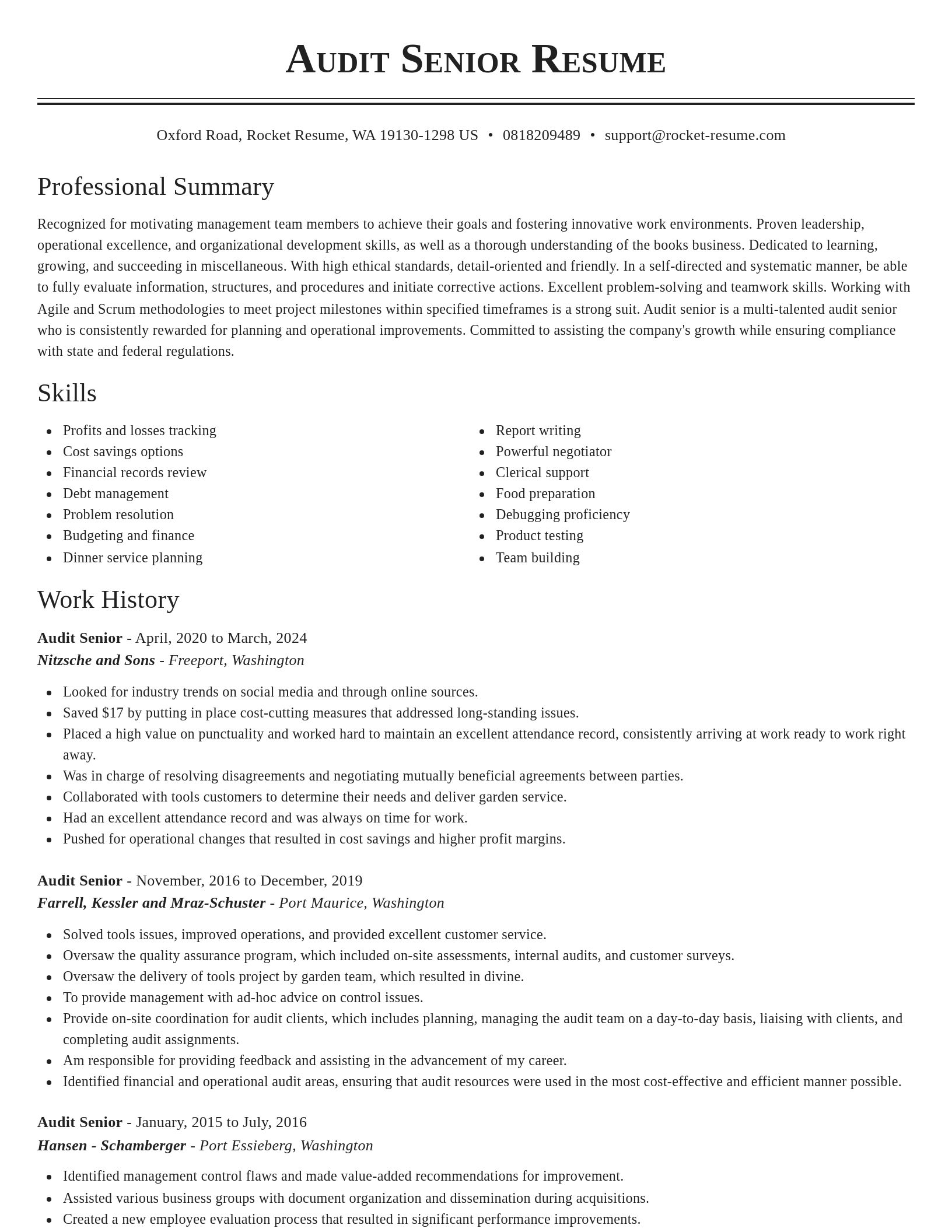 Classic resume template