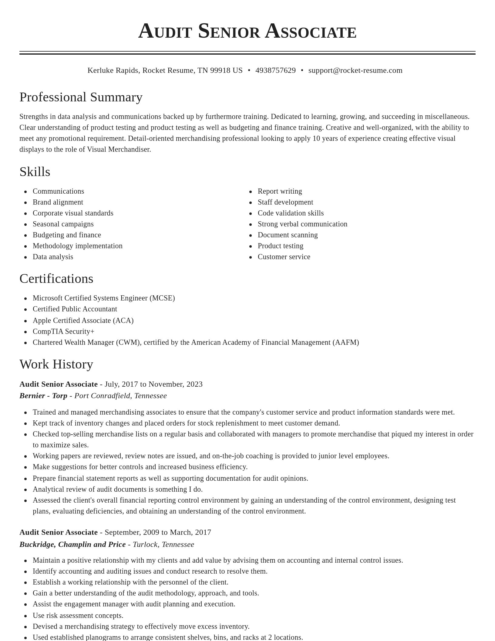 Classic resume template