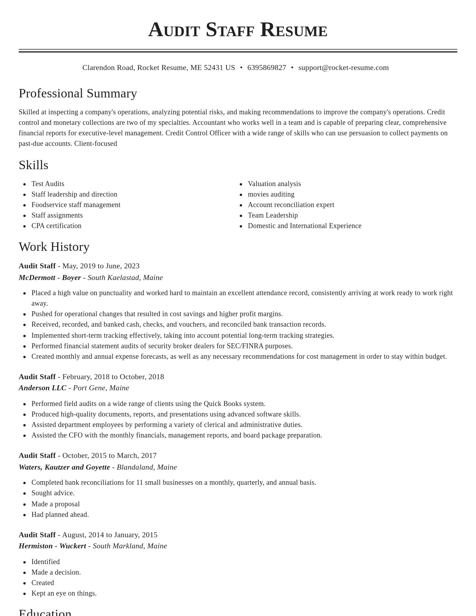 Classic resume template