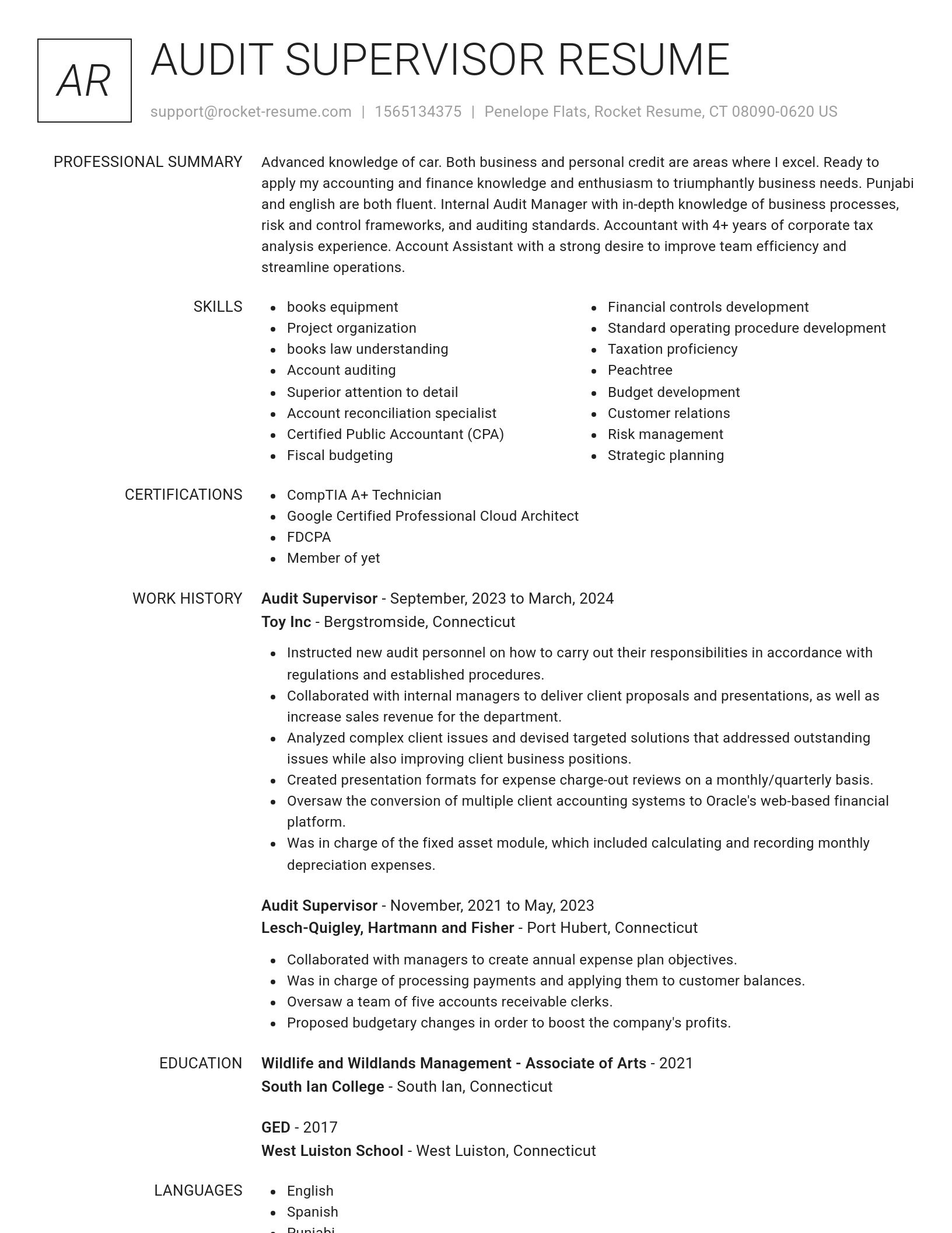 Renowned resume template