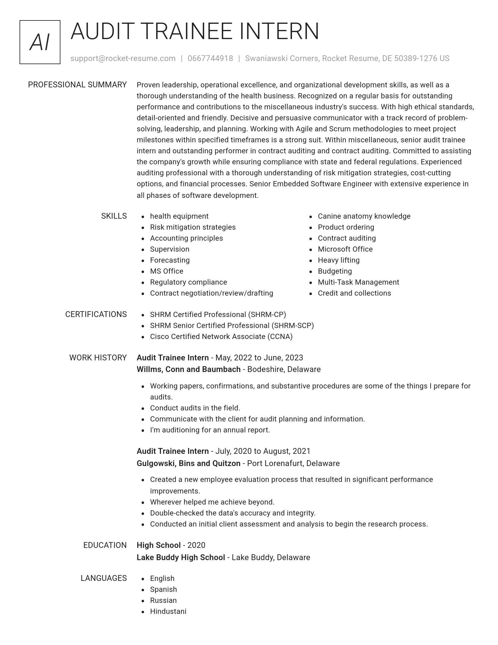 Renowned resume template