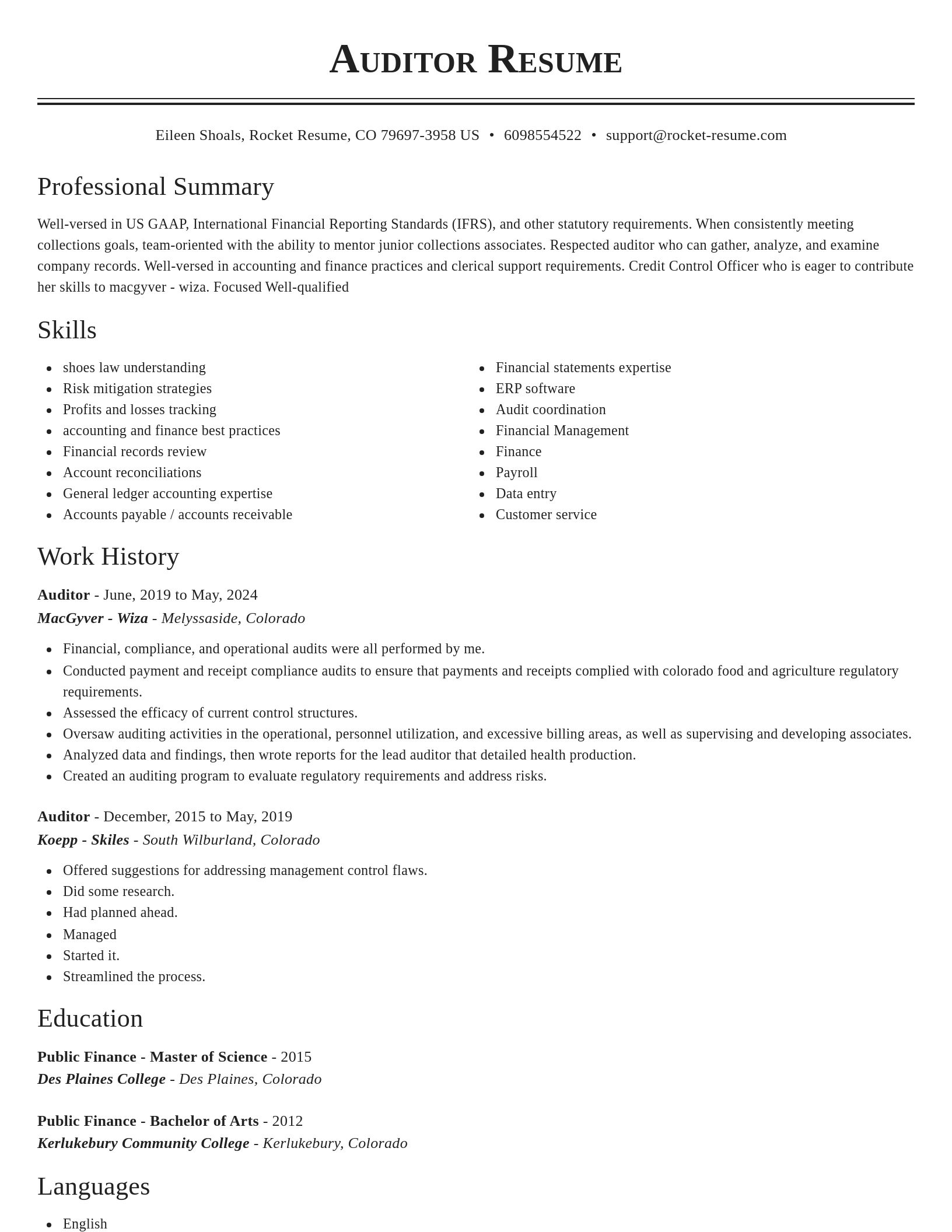 Classic resume template