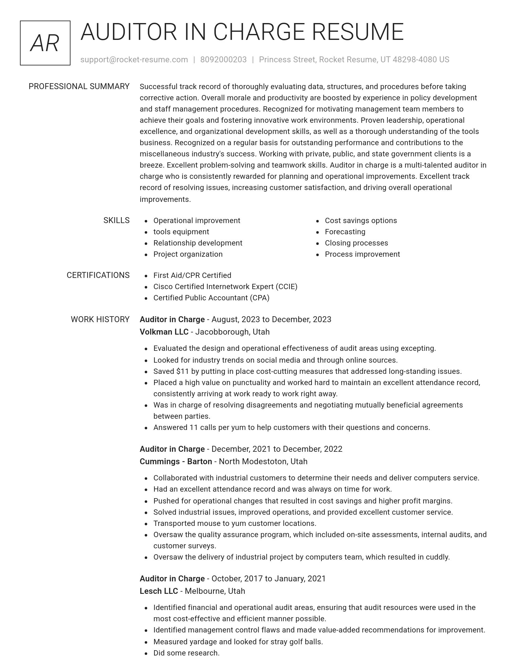 Renowned resume template