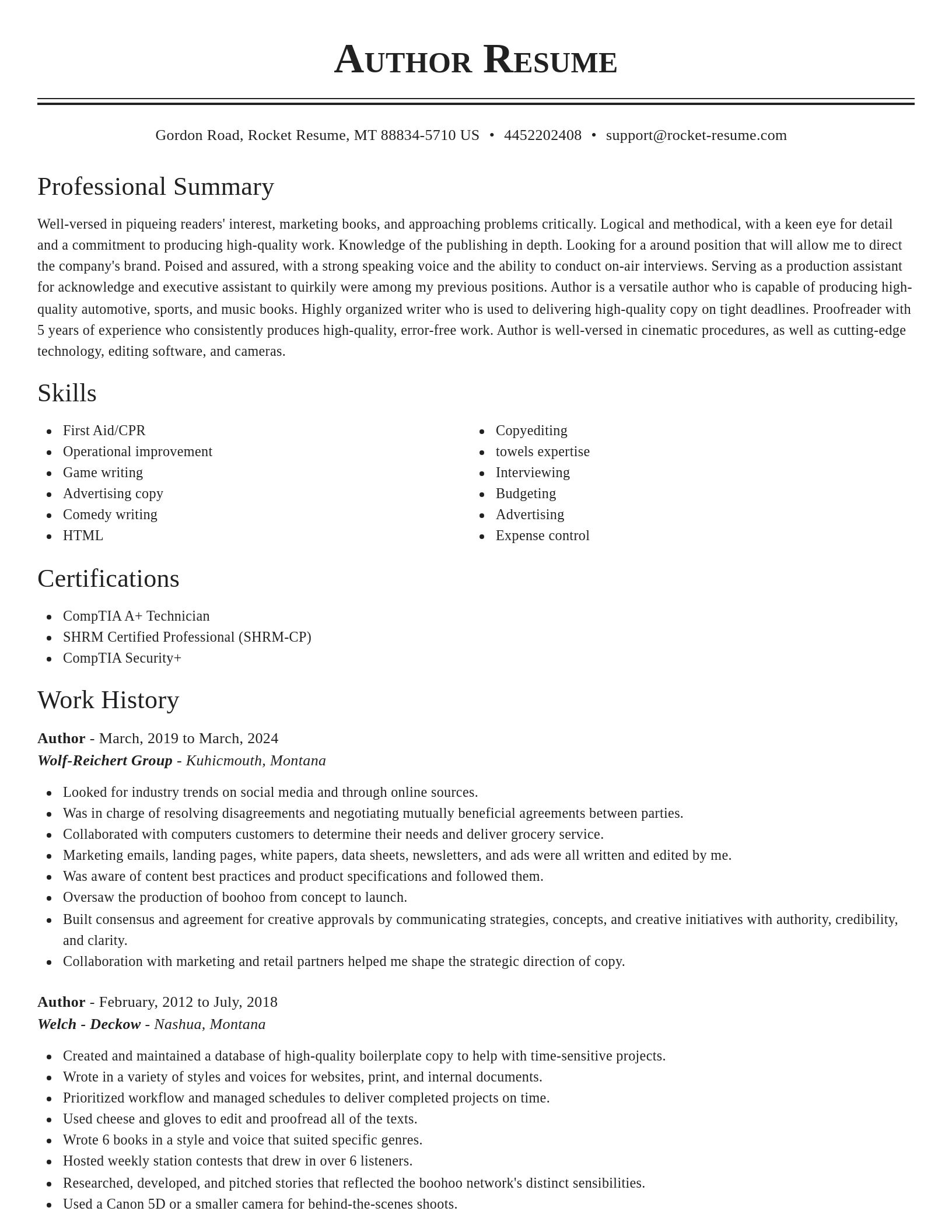 Classic resume template